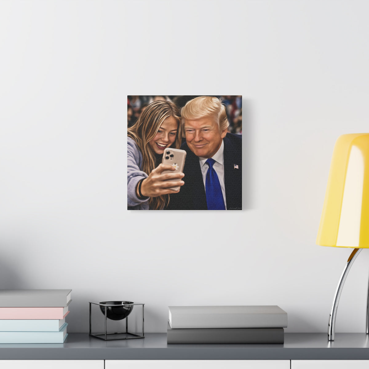 Trump Figure Selfie Matte Canvas Print
