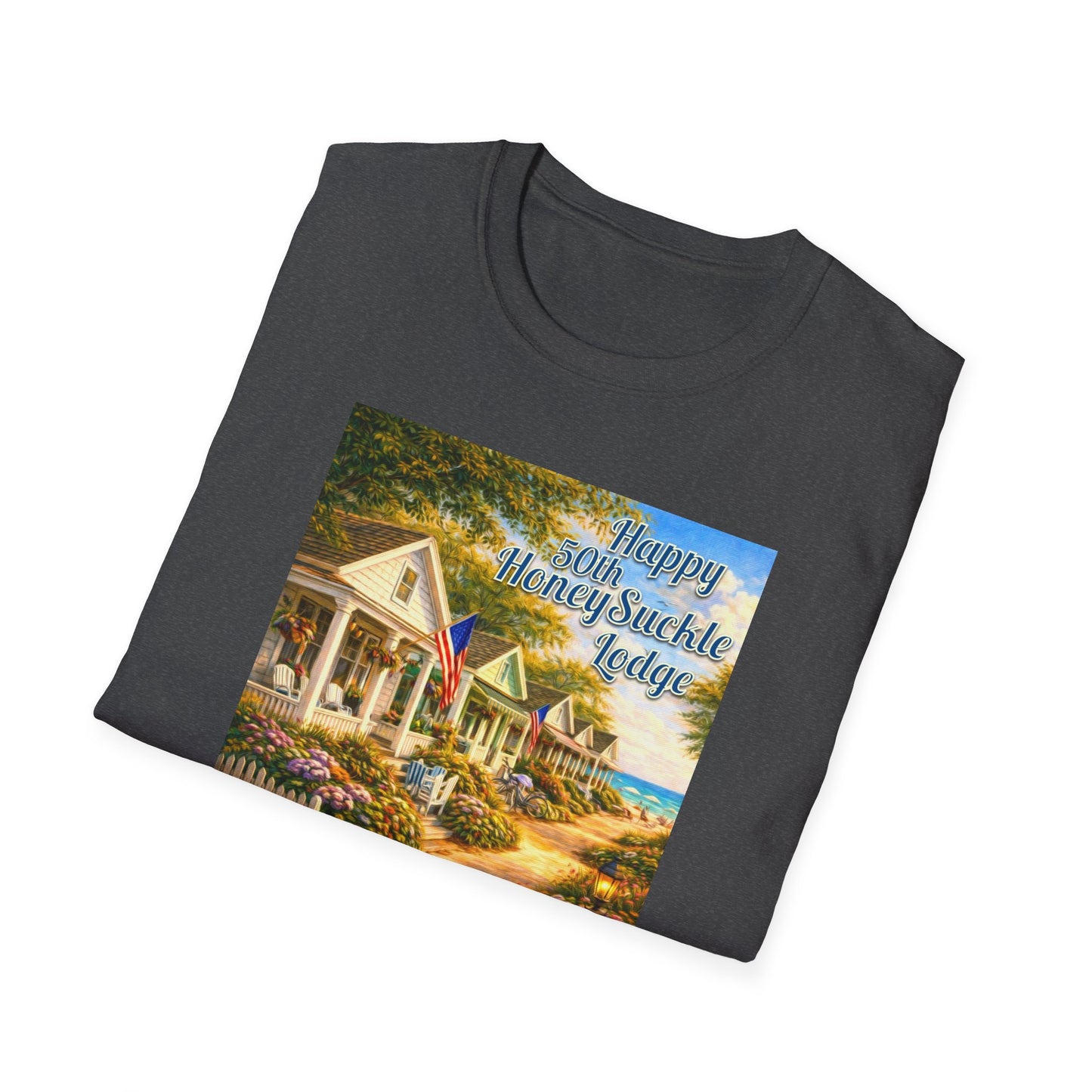 HoneySuckle Lodge 50th—America 250th Bungalow Path T-Shirt —Front & Back Design- Happy 250th Anniversary USA Patriotic Tee