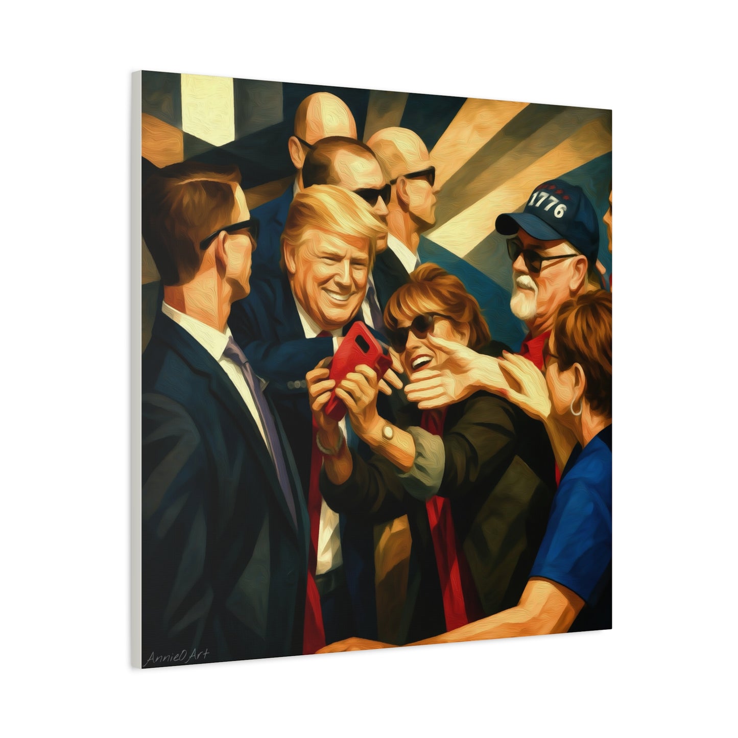 Trump Selfie with Supporters—Matte Canvas Art - Stretched 1.25"