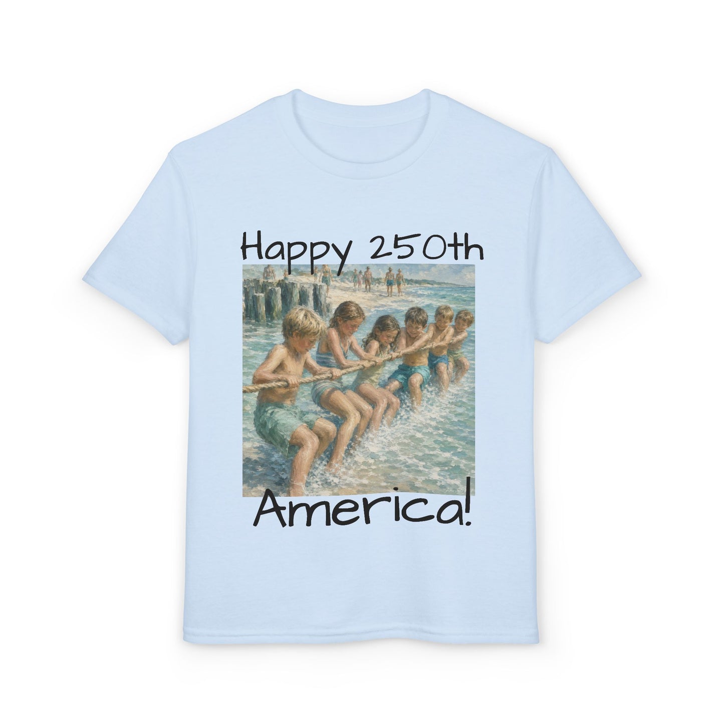 Youth Tee — "Happy 250th America!" Vintage Summer Beach Kids T‑Shirt