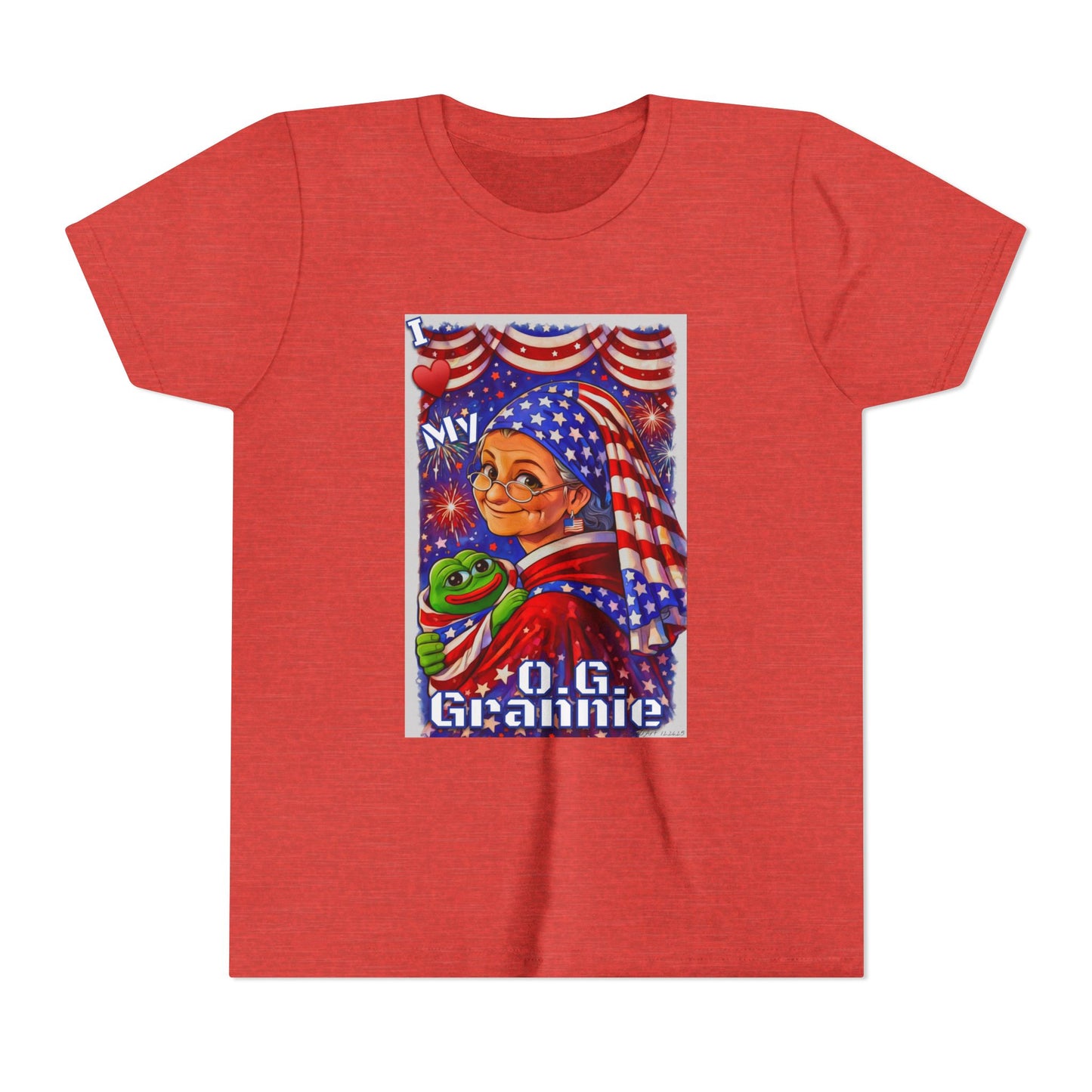 Grandma Anons & Keyboard Warriors for your Littles, “I ♥️ My O.G. Grannie" Youth T-Shirt – American Flag Grandma Design