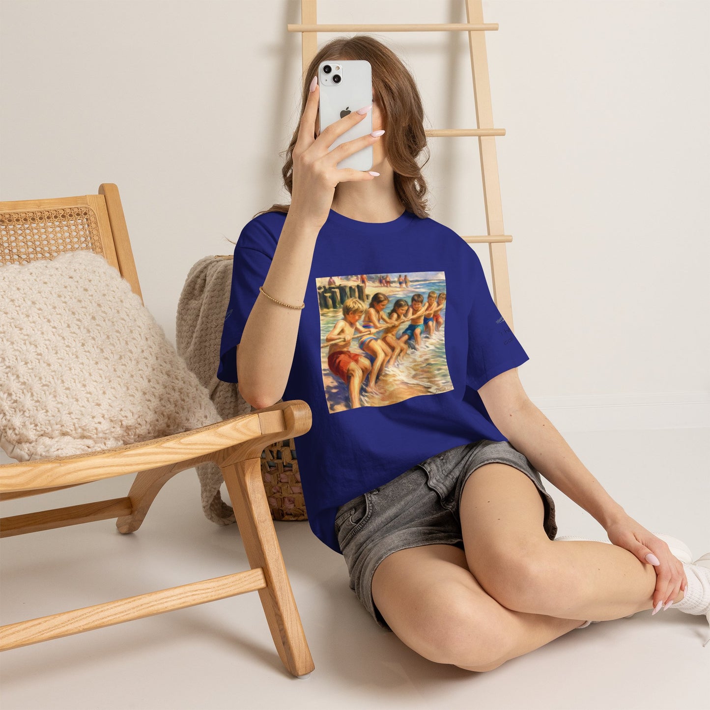 HoneySuckle Lodge Vintage Beach T-Shirt — "50+ years of fun in the sun" Retro Kids on Shore Design
