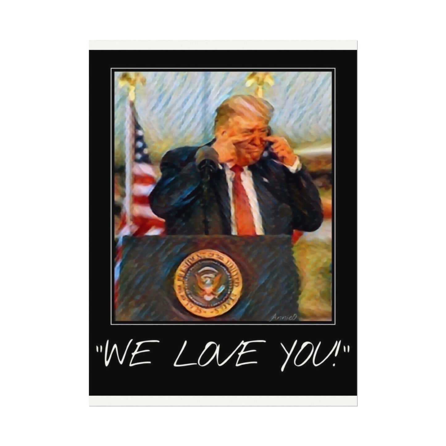 Patriotic Watercolor Matte Poster — Presidential Podium Artwork