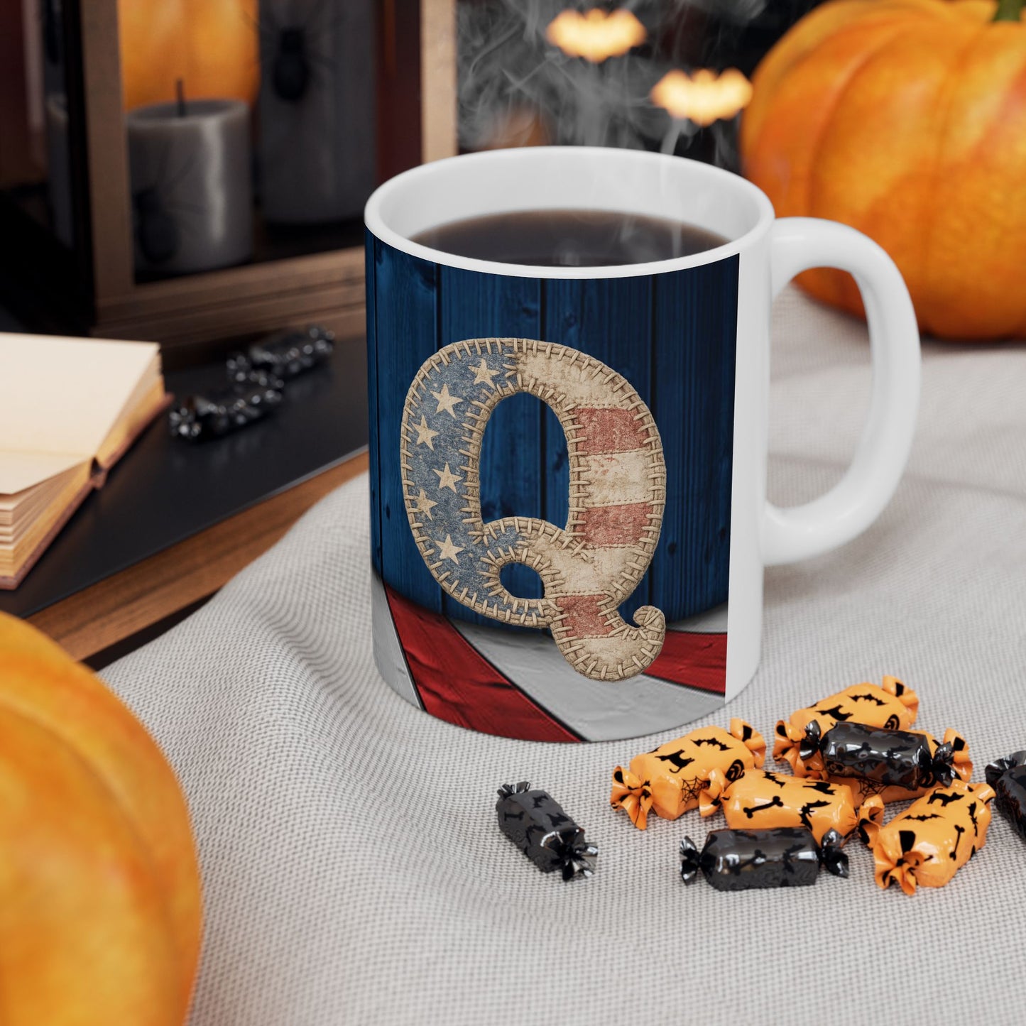 Q Patriotic Rustic American Flag Ceramic Mug (11oz & 15oz)