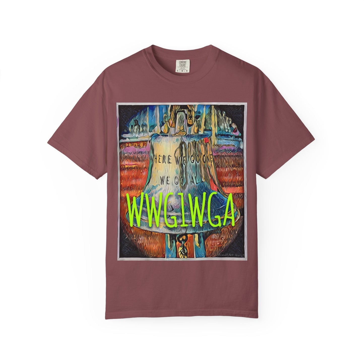 T-Shirt — 'WWG1WGA' Graphic Tee with Bold Neon Slogan
