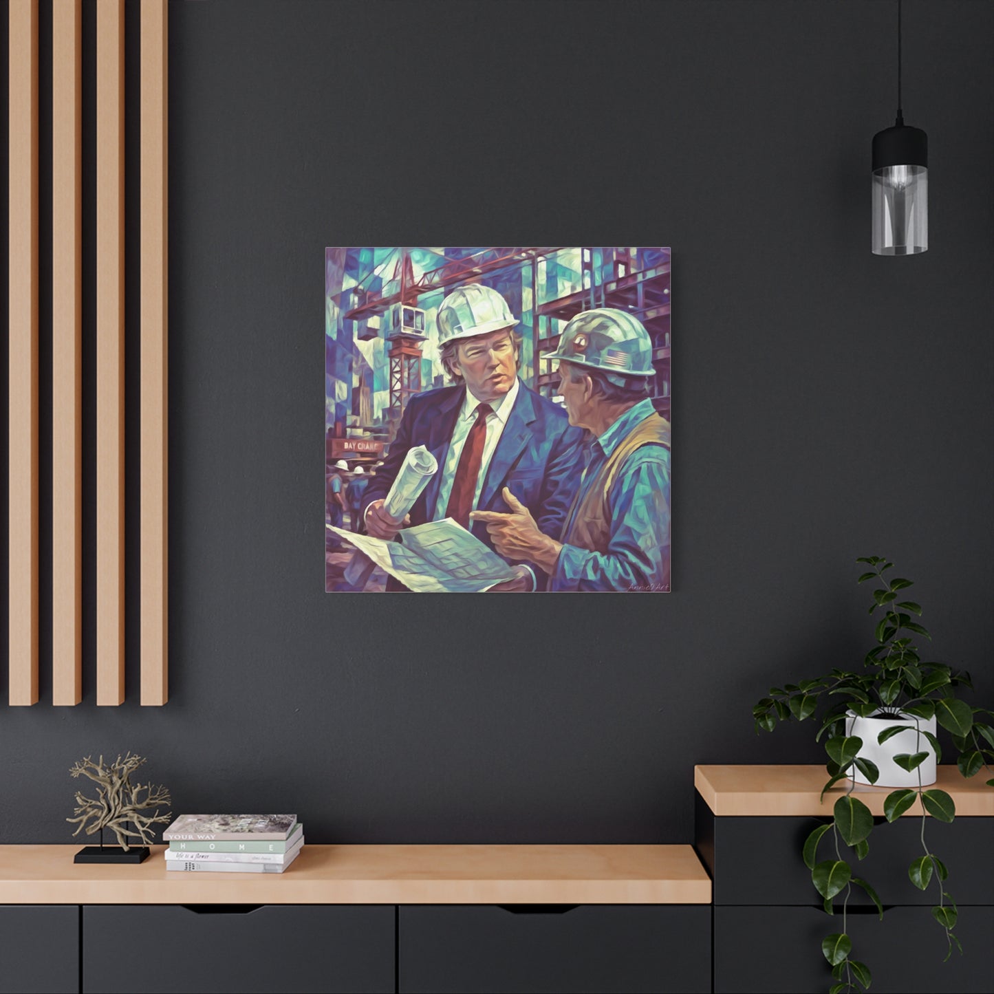 Trump Construction Site Portrait Canvas - Vintage Art