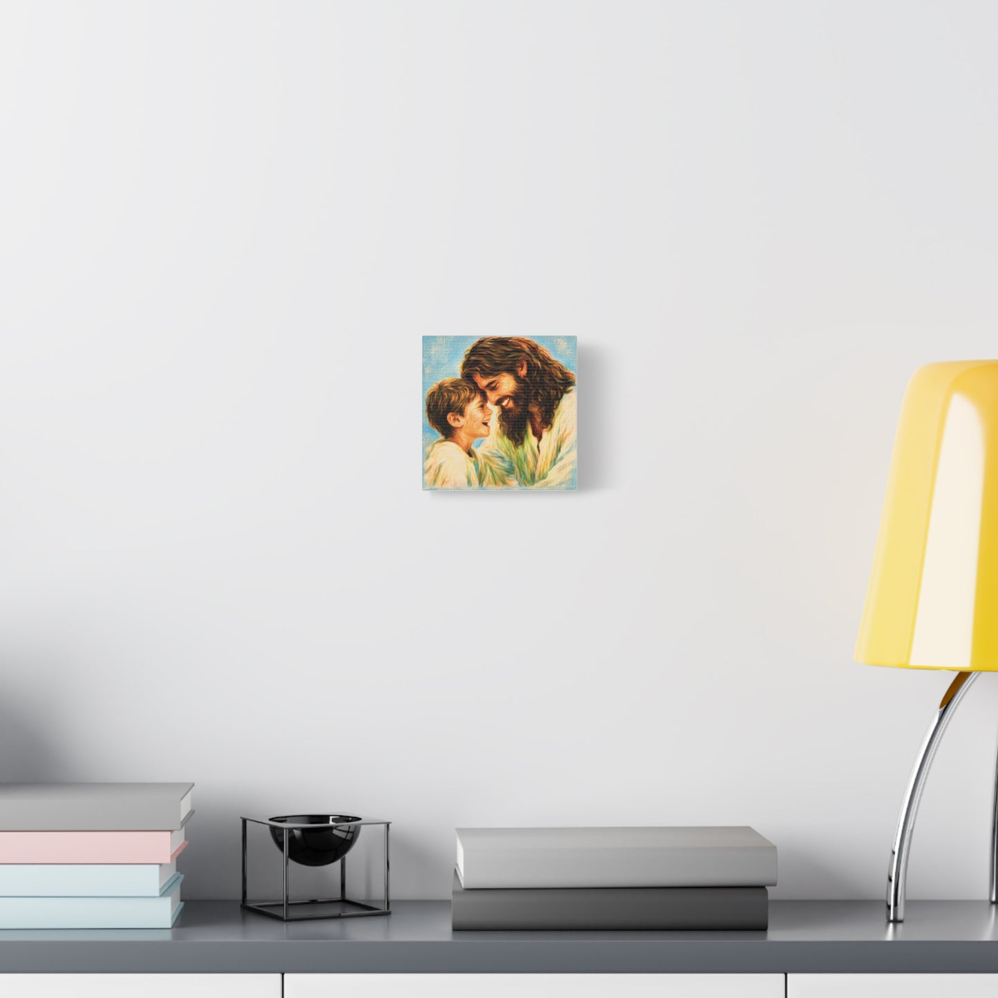 Smiling Jesus and Child Matte Canvas Wall Art