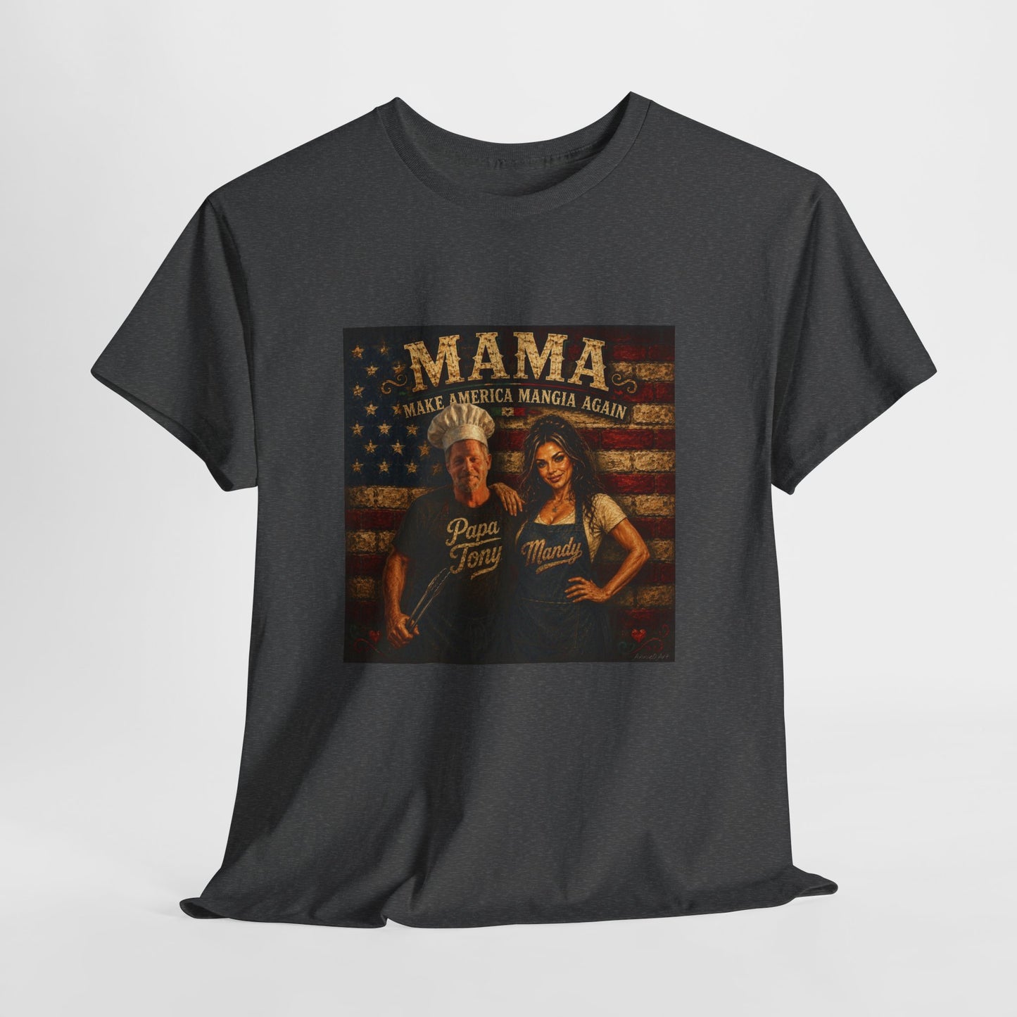 CUSTOM for MANDY—Mama Pizza Team T-Shirt — Retro American Flag Pizza Chef Graphic Tee