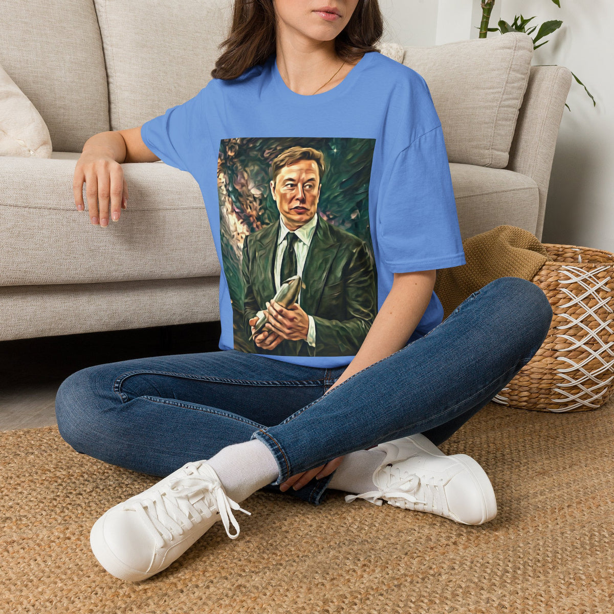 Elon Musk with Rocket— Graphic T-Shirt