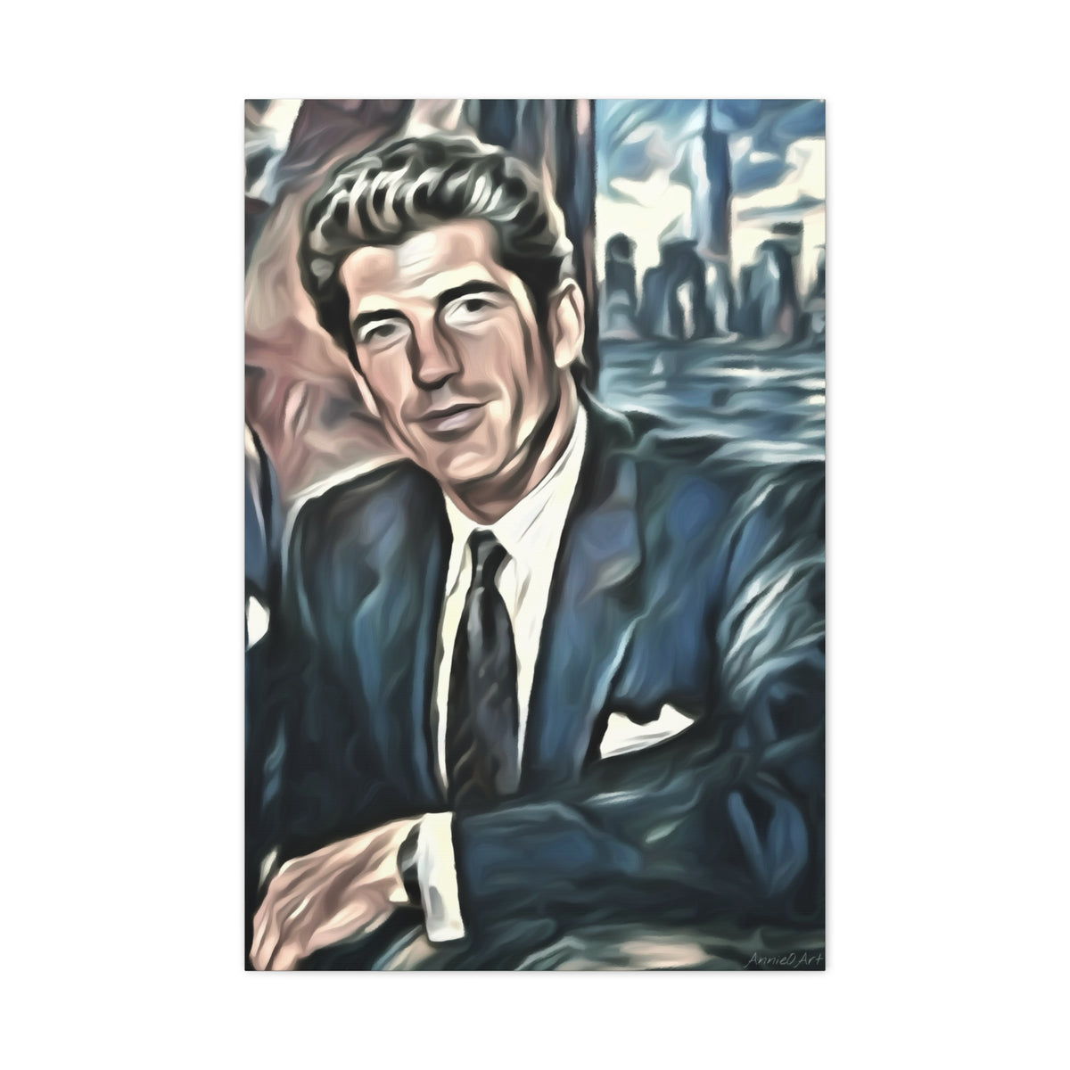 JFK Jr. Vintage Portrait Matte Canvas Wall Art