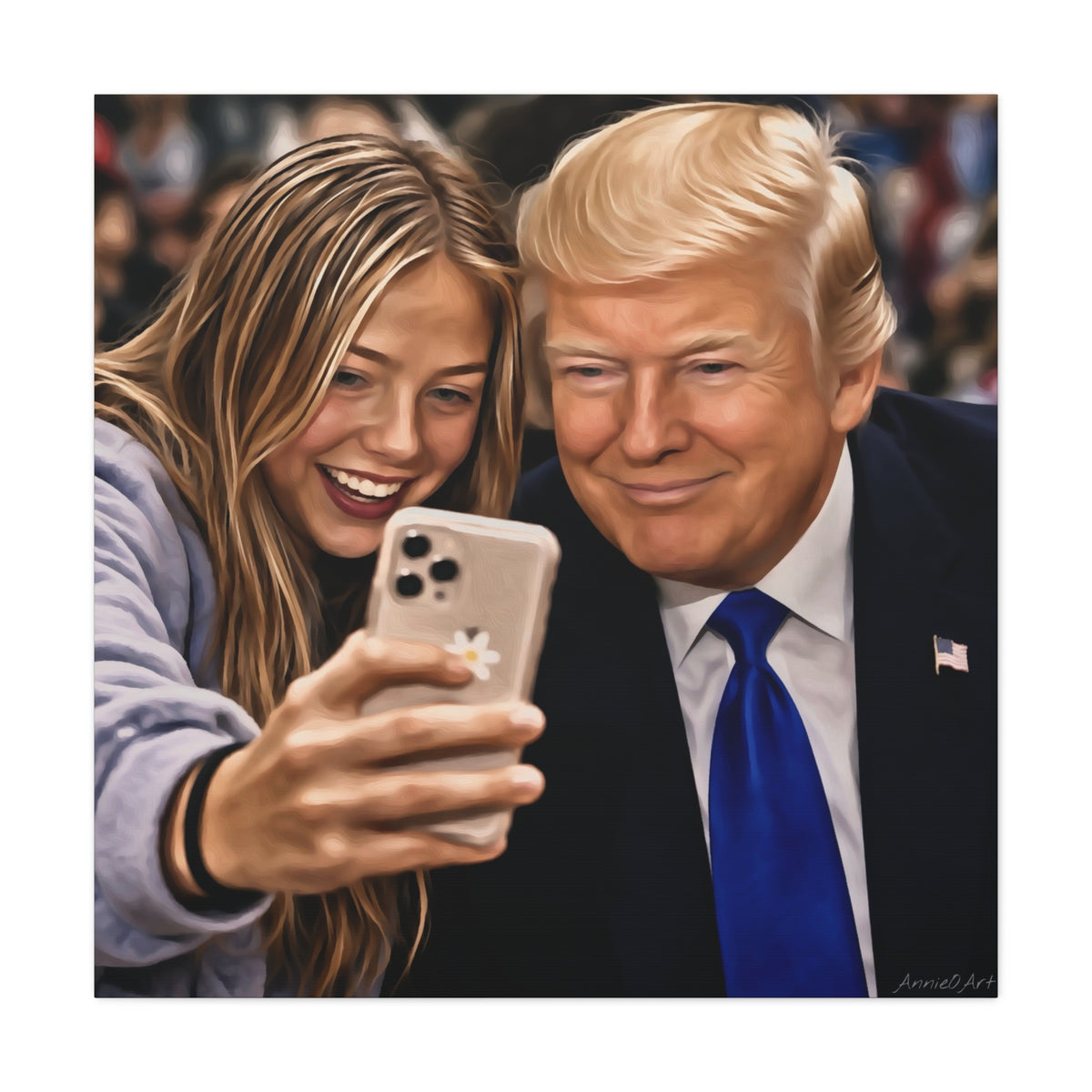 Trump Figure Selfie Matte Canvas Print