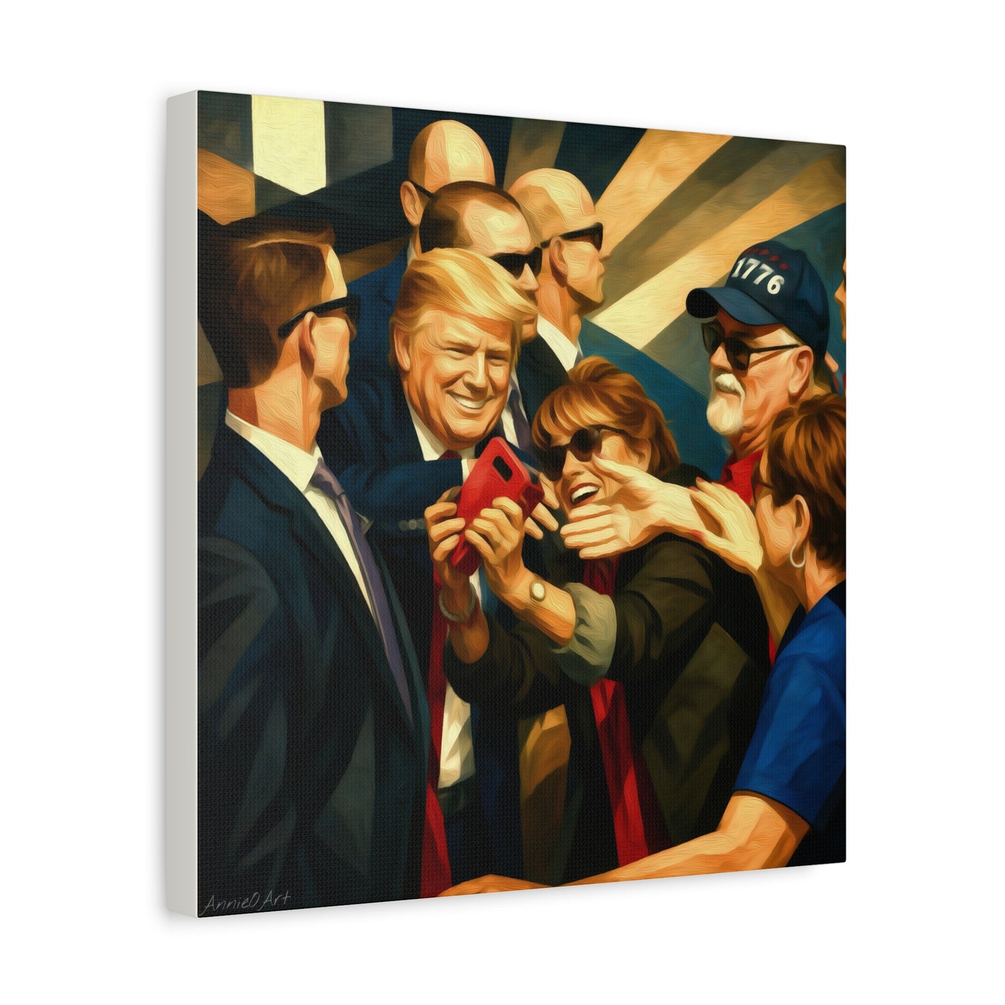 Trump Selfie with Supporters—Matte Canvas Art - Stretched 1.25"