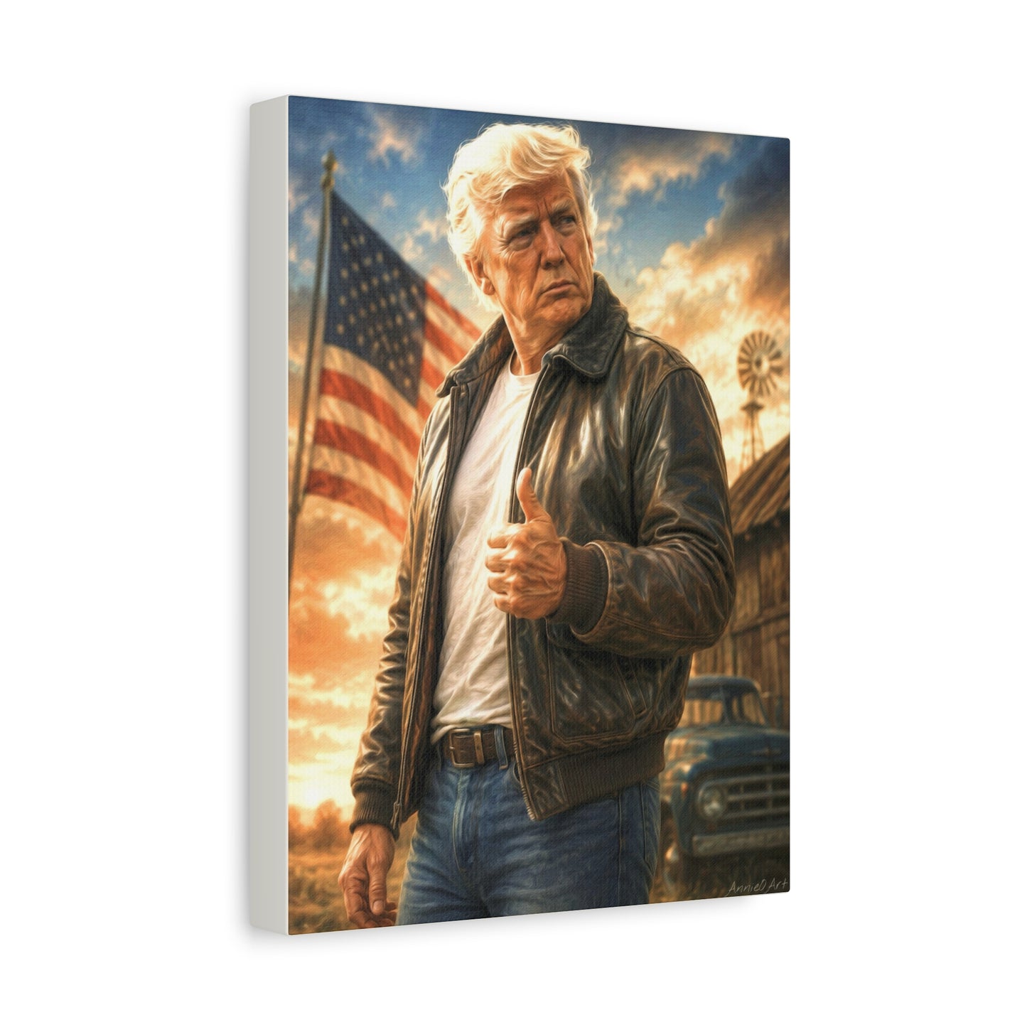 Trump Patriotic Vintage Leather Jacket Canvas