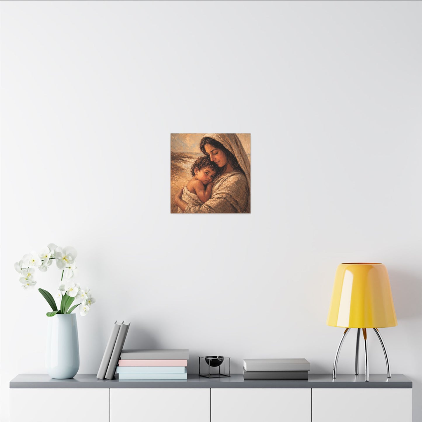 Mary and Jesus Matte Canvas Wall Art — Tender Embrace Spiritual Nursery Decor