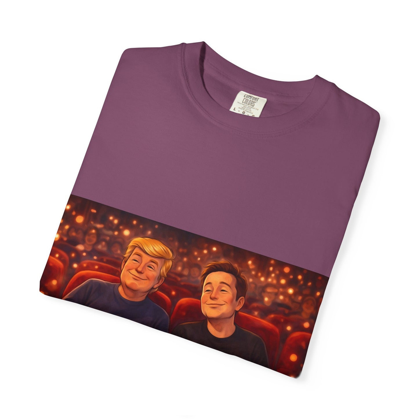 Trump & Elon—Movie Night Popcorn Tee — Cozy Cinematic Graphic T-Shirt
