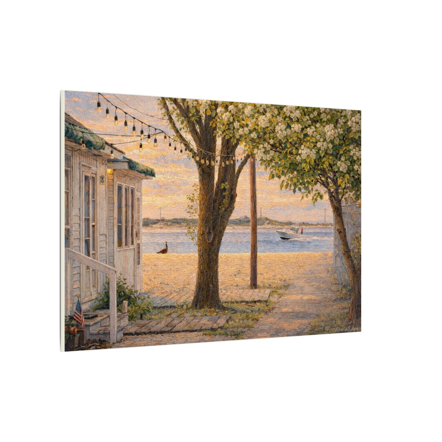 Beach Bungalow Canvas Print — Beach Sunset Coastal Wall Art