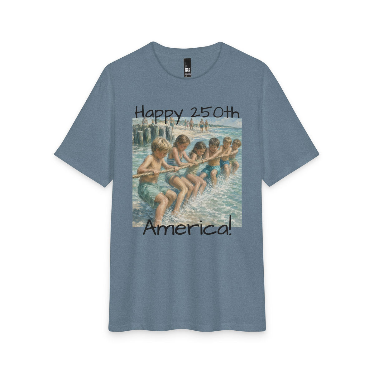 Vintage Americana Distressed Tee – "Happy 250th America!" Honeysuckle Lodge Souvenir T-Shirt