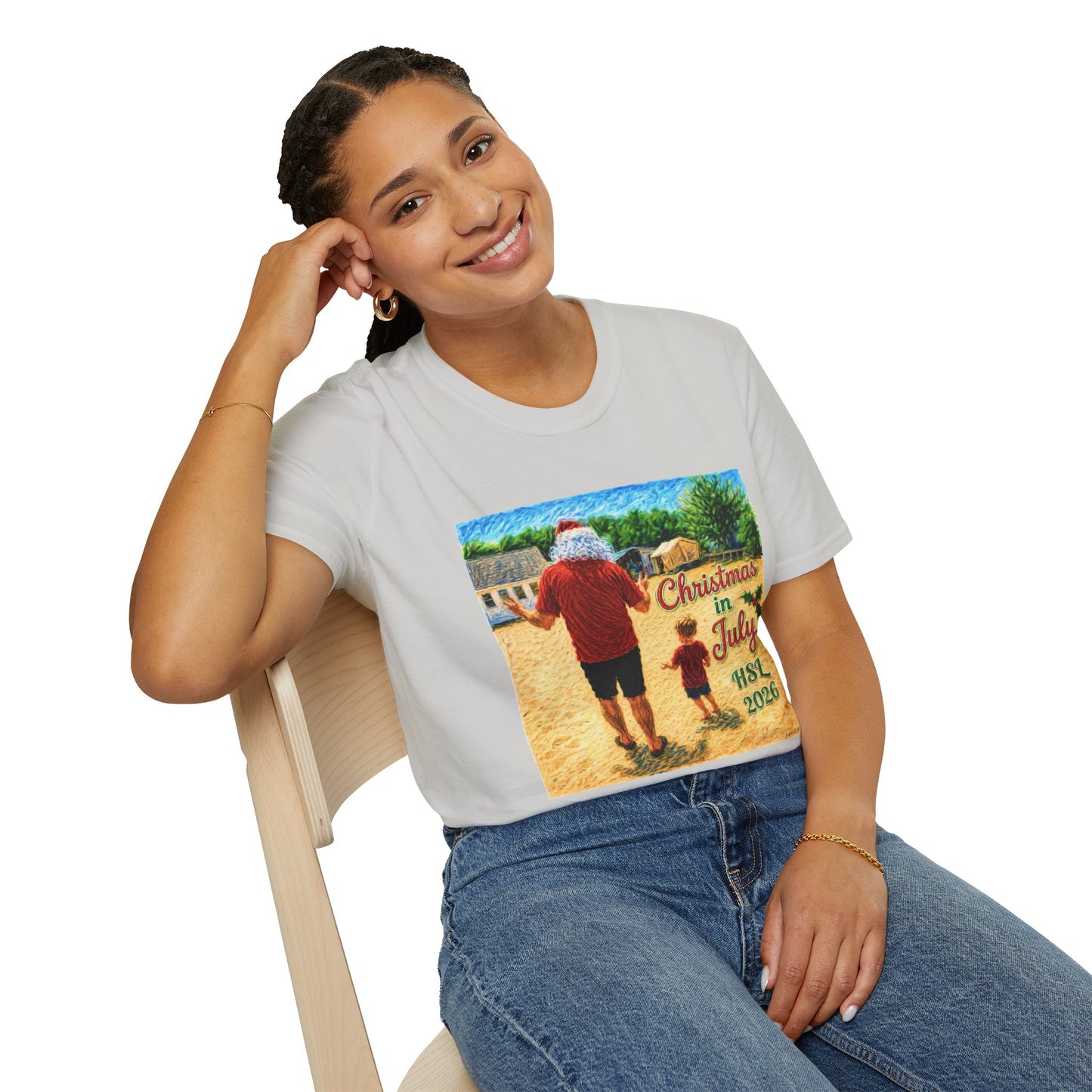 T-Shirt — Christmas in July Santa Beach Graphic Tee