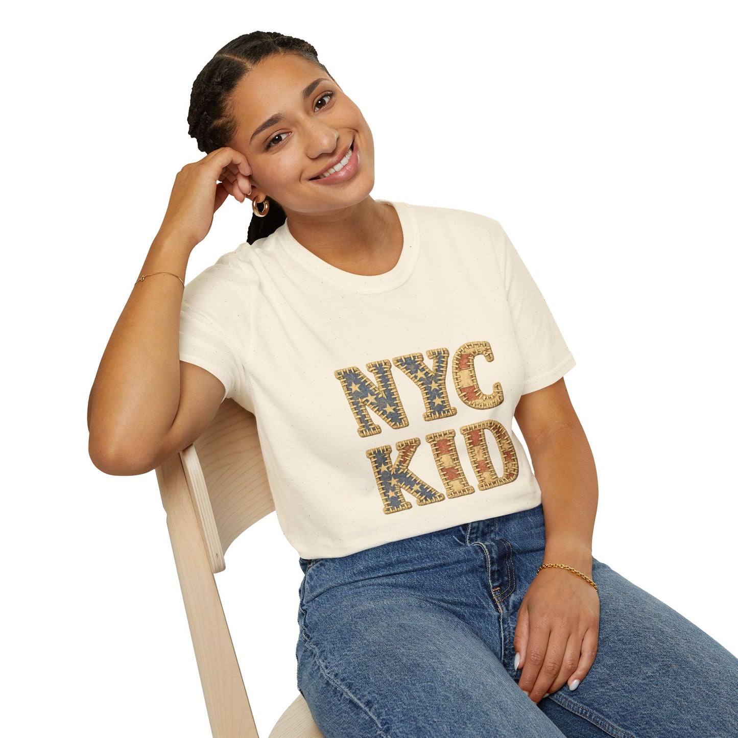 NYC Kid T-Shirt — New York City Vintage Flag Quilt-look Tee