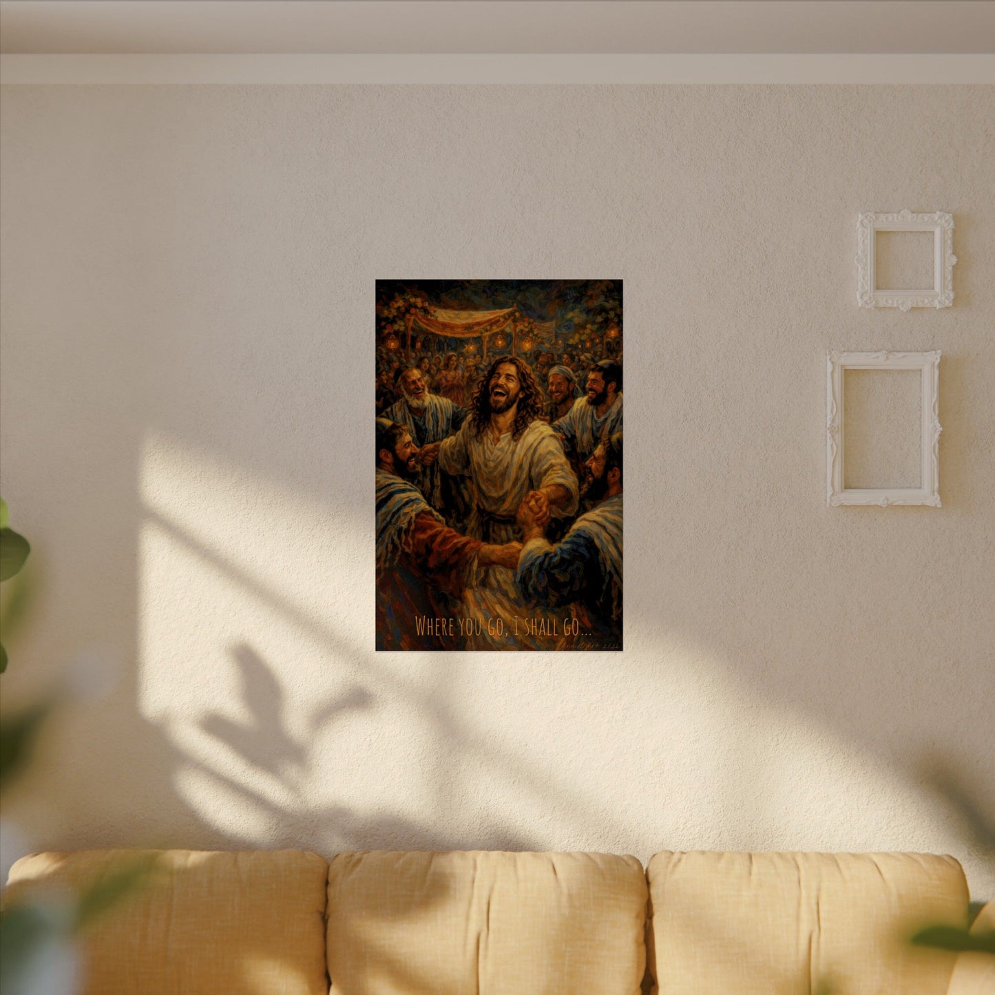 Jesus Dancing at Cana Art Poster — Joyful Jesus Watercolor Matte Print