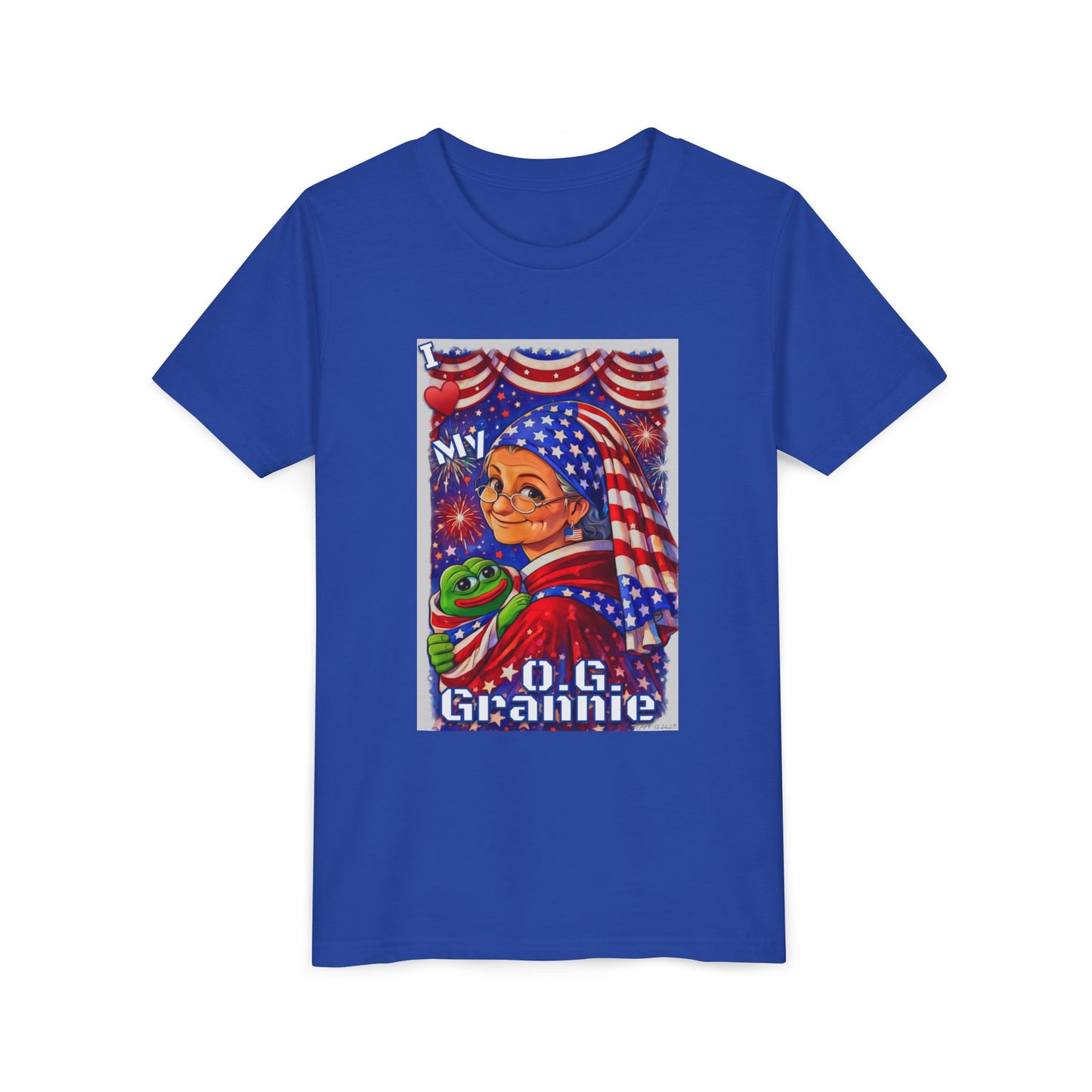 Grandma Anons & Keyboard Warriors for your Littles, “I ♥️ My O.G. Grannie" Youth T-Shirt – American Flag Grandma Design