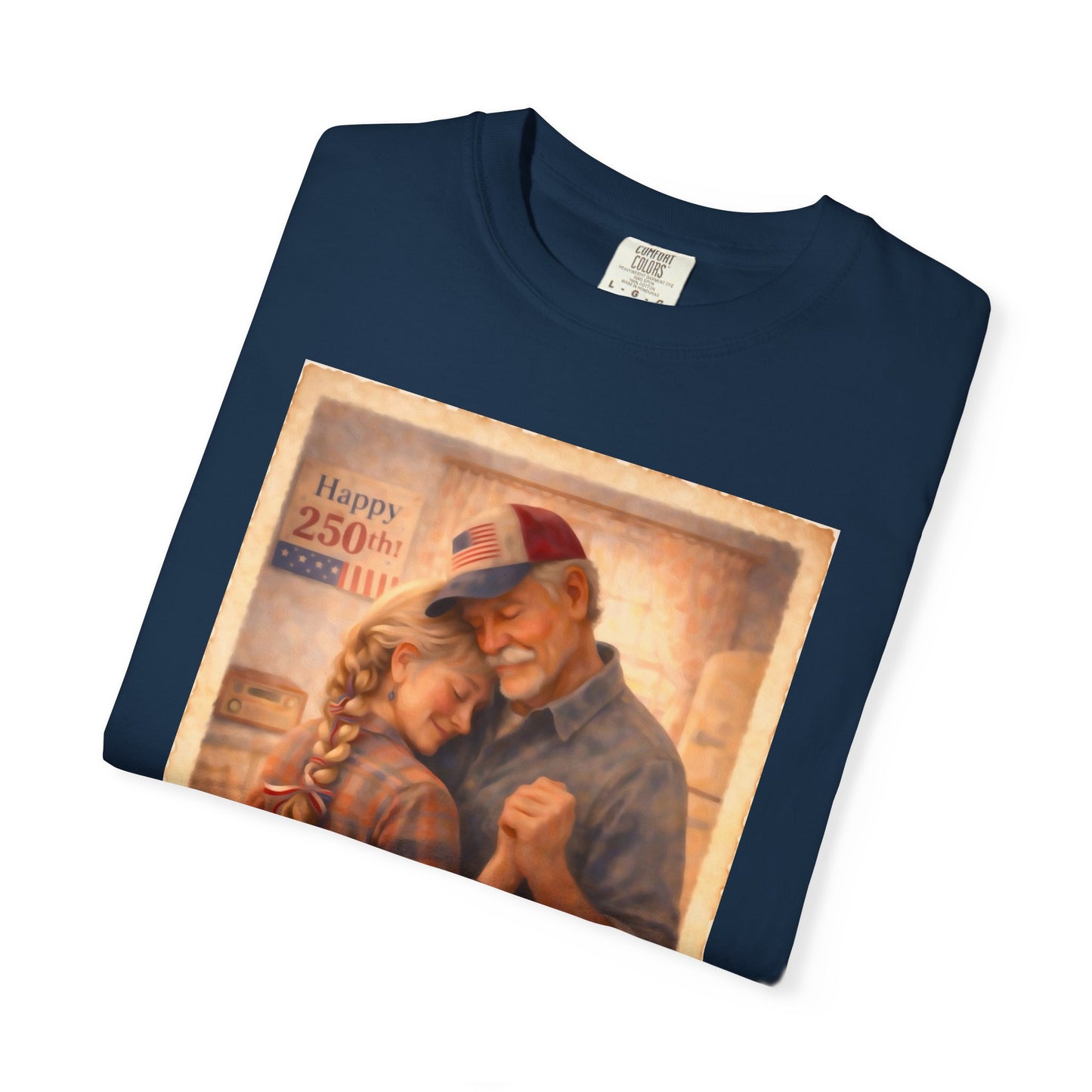 250th America Vintage Couples T-Shirt — Patriotic Romance Graphic Tee
