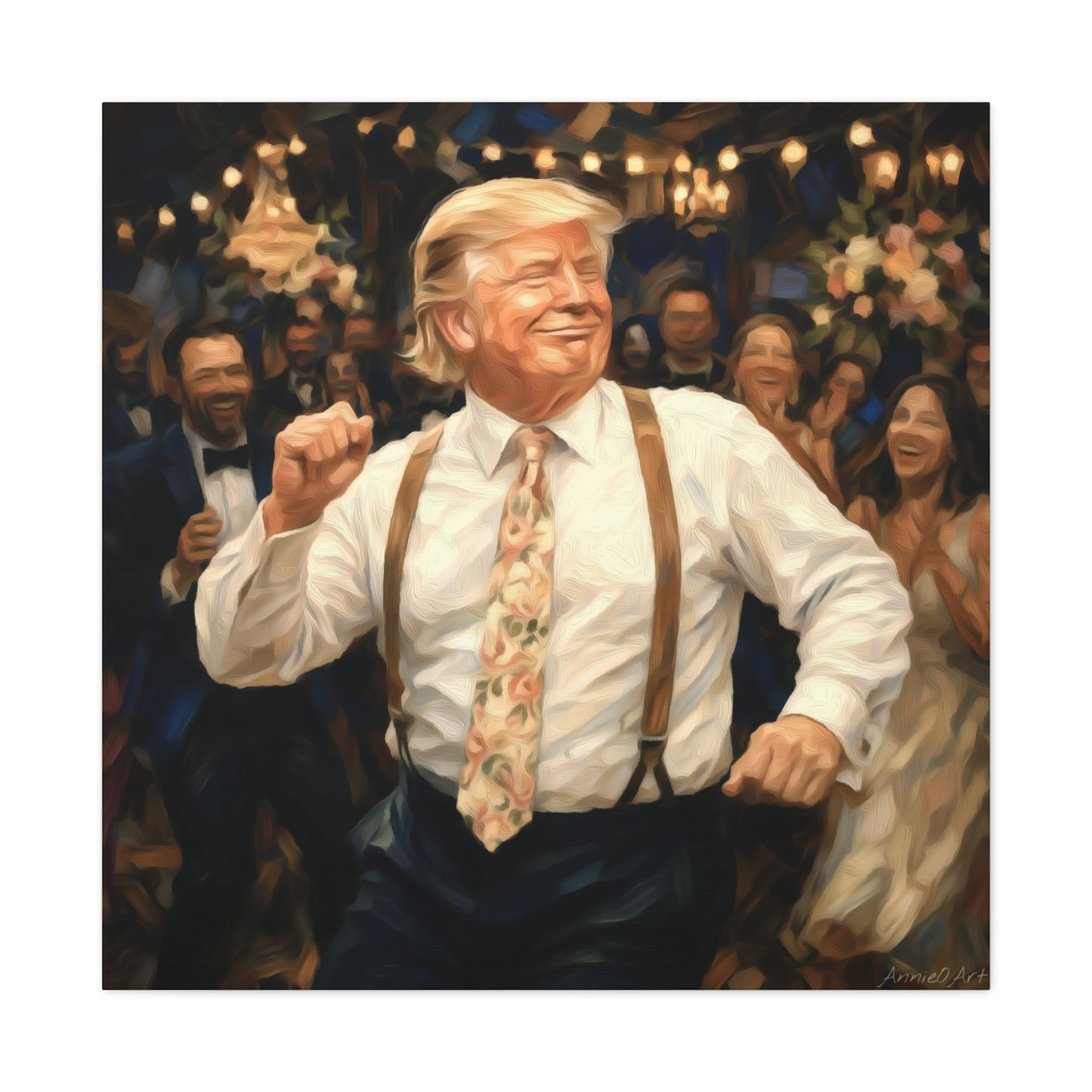 Vintage Festive Trump Dancing Canvas Wall Art