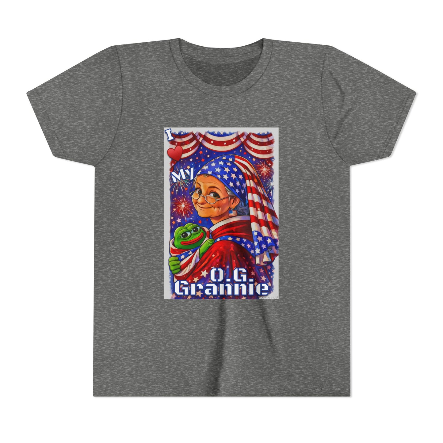 Grandma Anons & Keyboard Warriors for your Littles, “I ♥️ My O.G. Grannie" Youth T-Shirt – American Flag Grandma Design