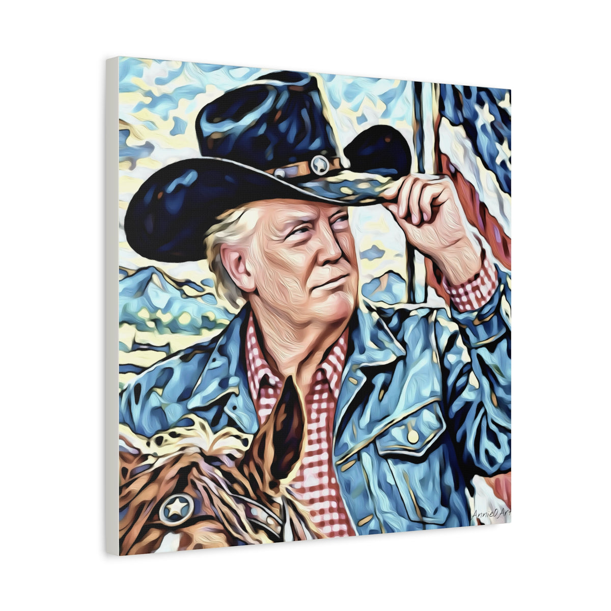 Trump Patriotic Cowboy Portrait Canvas