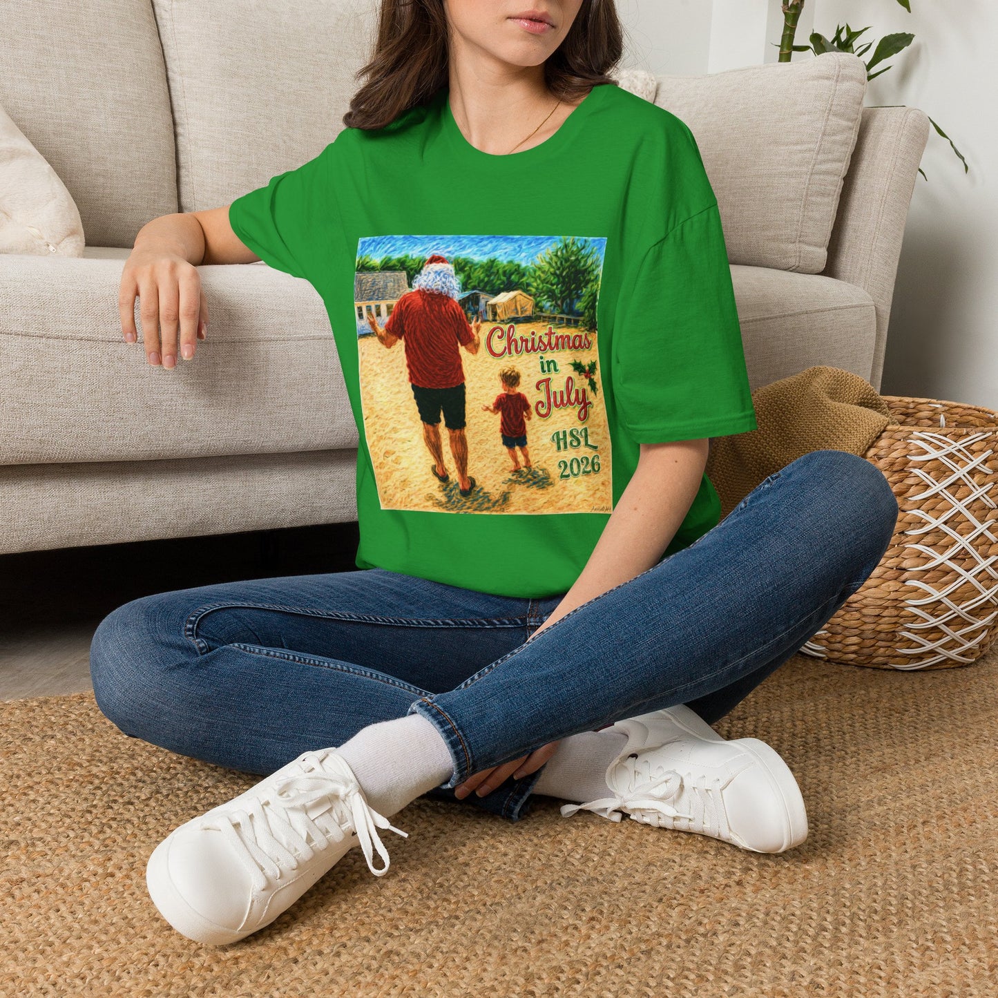 T-Shirt — Christmas in July Santa Beach Graphic Tee