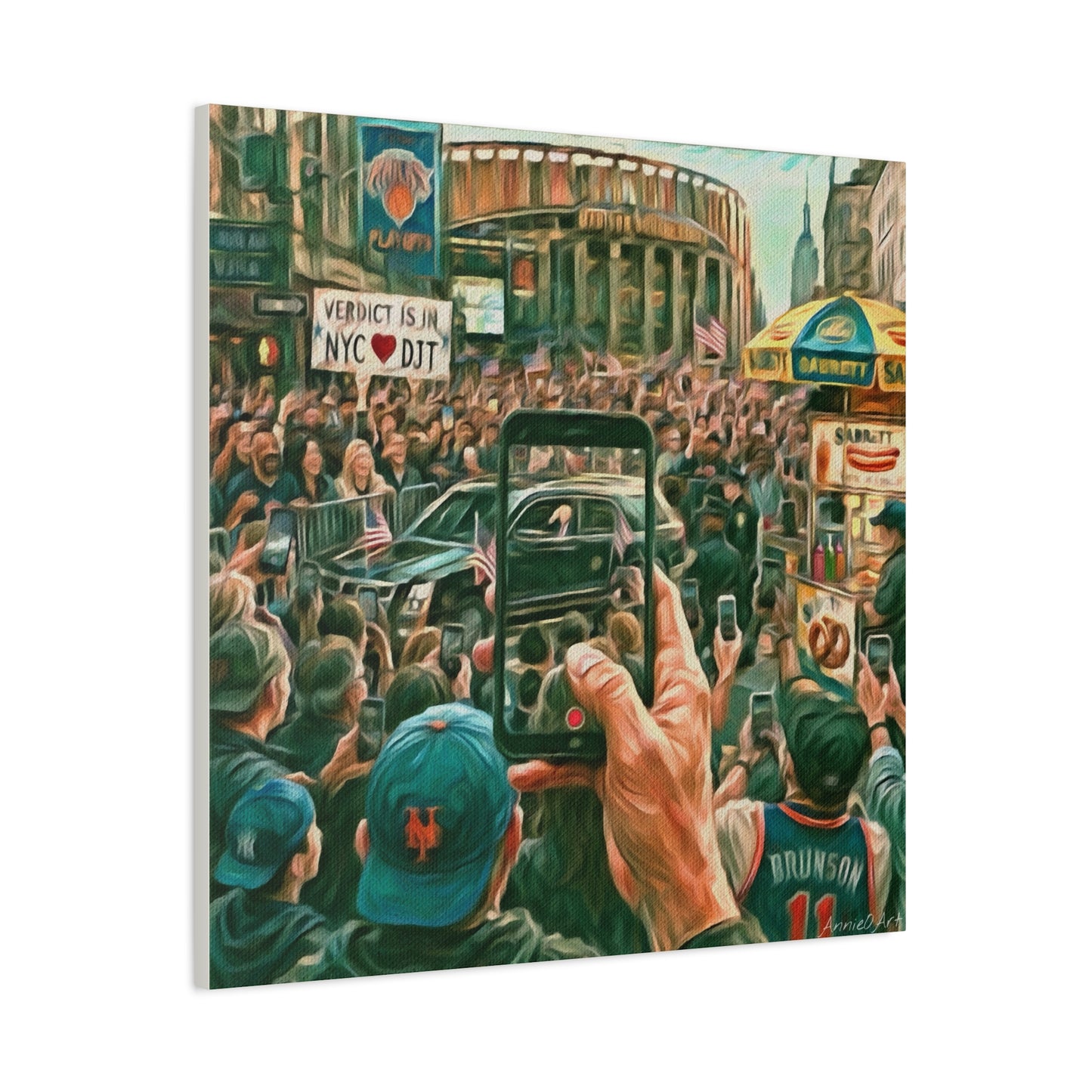 Trump Cheered At The Garden— Canvas Art - NYC Crowd Cheering with Phone Recording (Stretched 1.25")