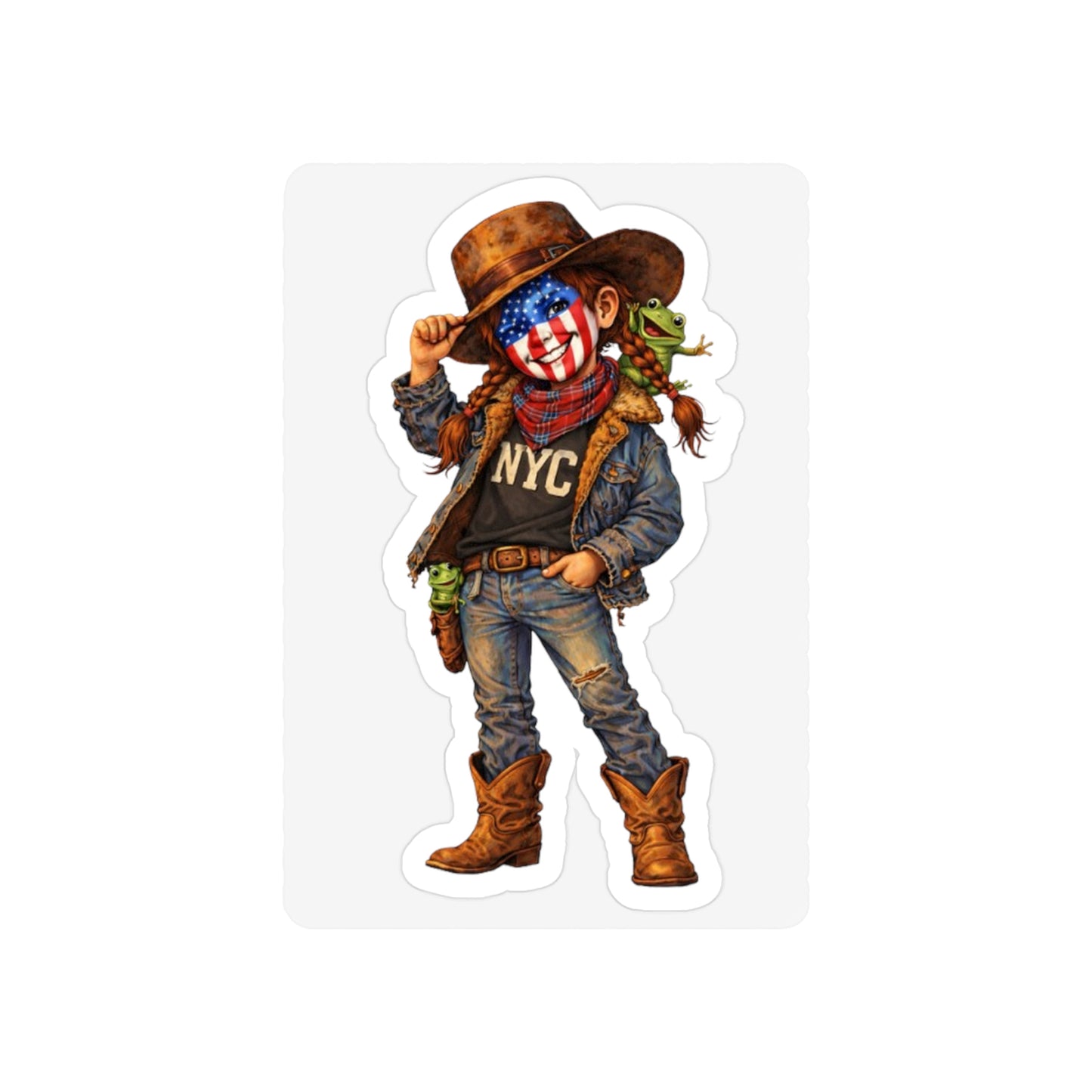 Patriotic Cowgirl Die-Cut Sticker — NYC Patriotic Cowgirl (AnnieO) (Outdoor Transparent)