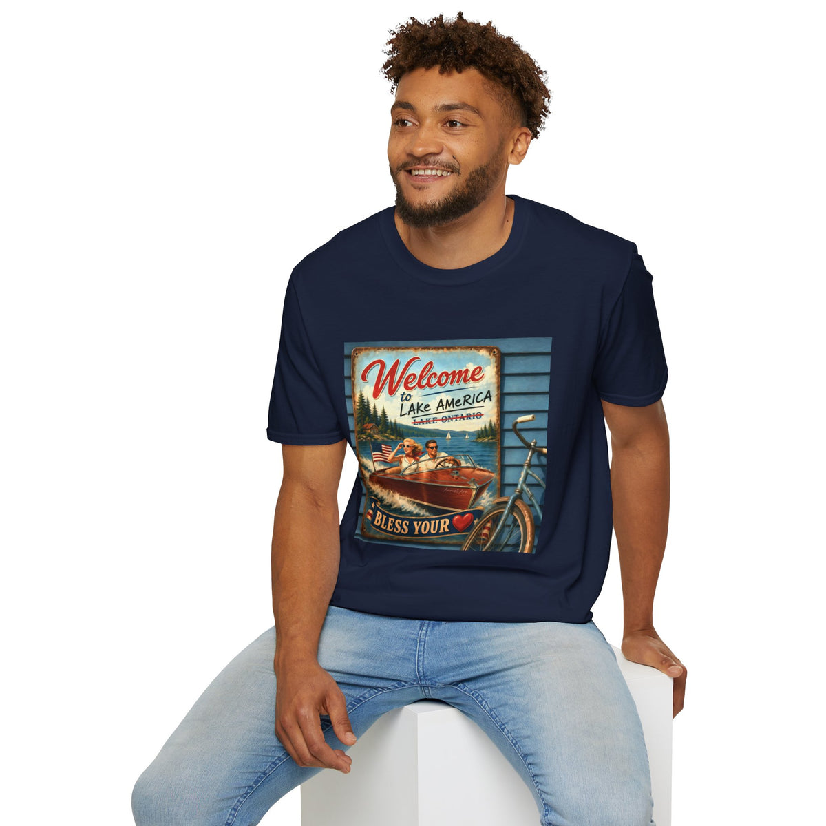Lake America Welcome T-Shirt — Vintage Lake America Boating Vacation Tee