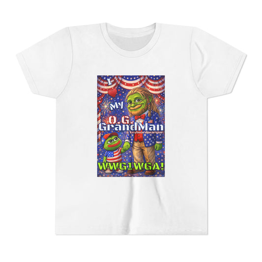 GrandMan/Grandpa Keyboard Warriors for your Littles - “I ♥️ My O.G. GrandMan" Patriotic Pepe WWG1WGA Kids T-Shirt