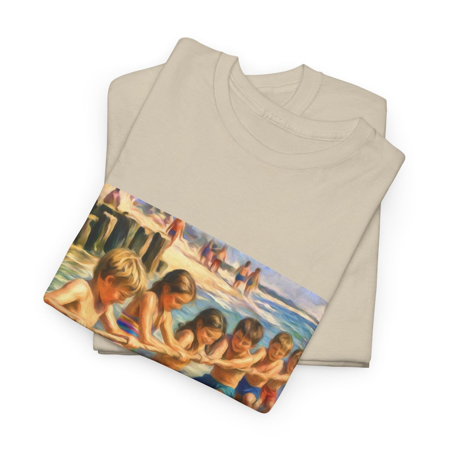 HoneySuckle Lodge Vintage Beach T-Shirt — "50+ years of fun in the sun" Retro Kids on Shore Design
