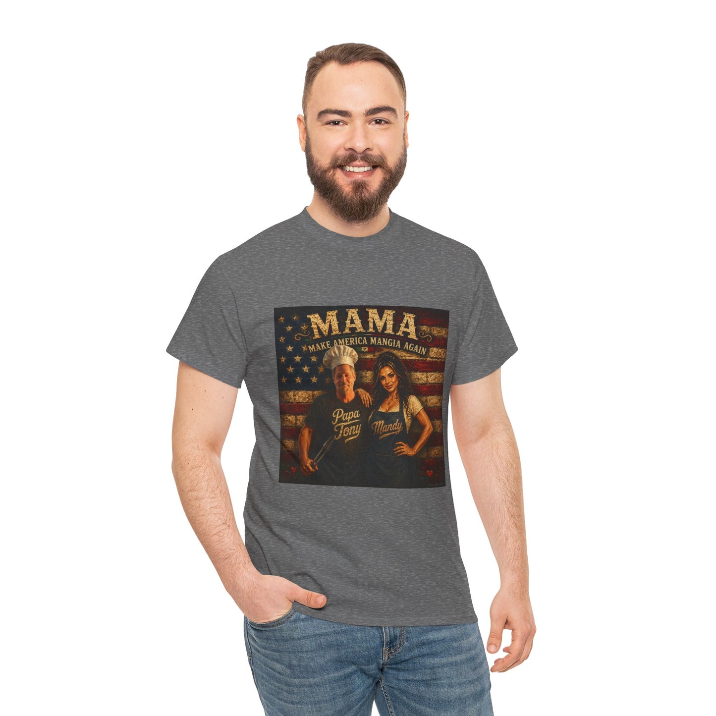 CUSTOM for MANDY—Mama Pizza Team T-Shirt — Retro American Flag Pizza Chef Graphic Tee