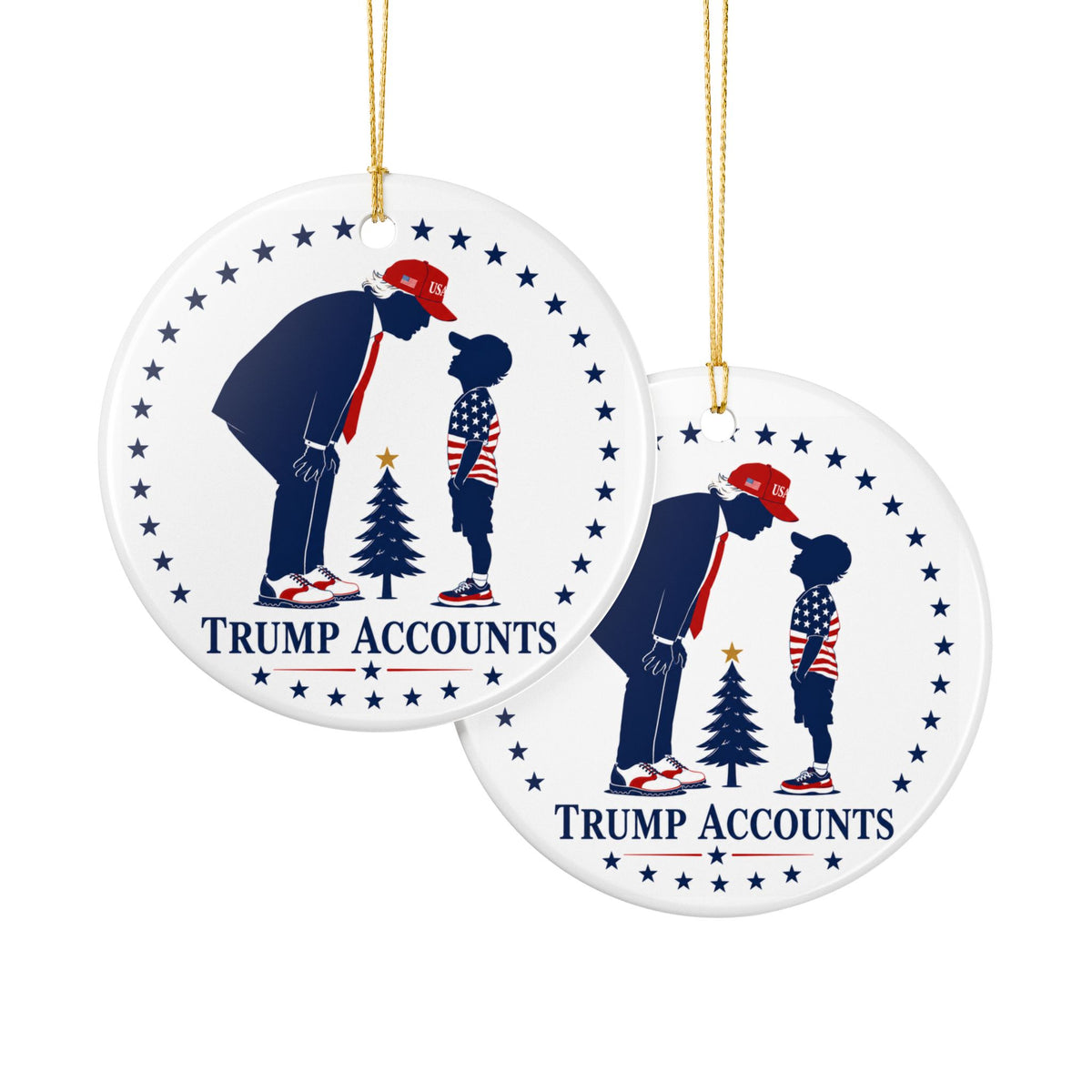 Trump Accounts Ceramic Ornament — Patriotic Holiday Decoration