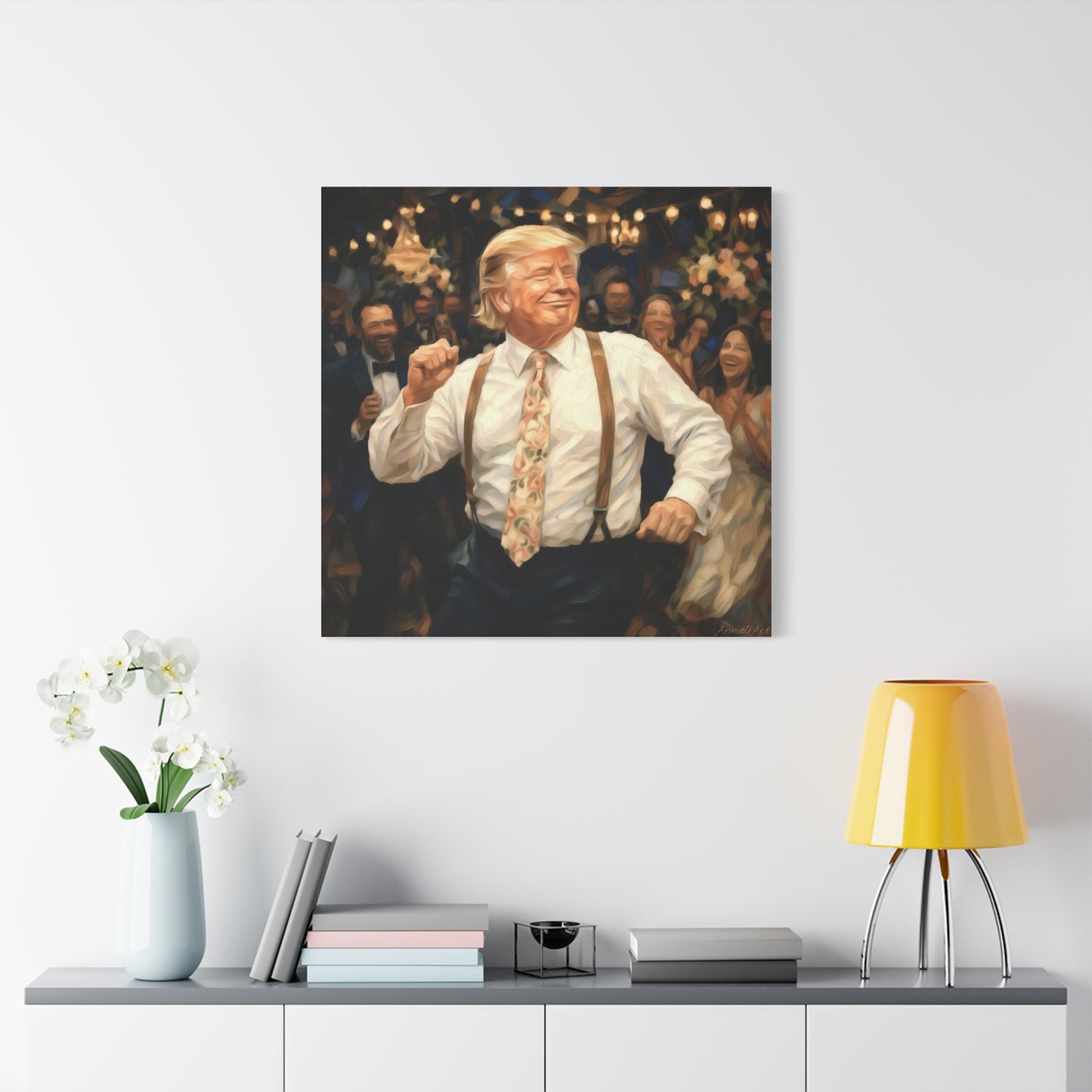Vintage Festive Trump Dancing Canvas Wall Art