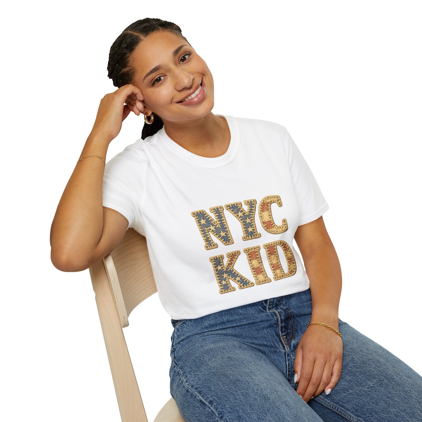NYC Kid T-Shirt — New York City Vintage Flag Quilt-look Tee