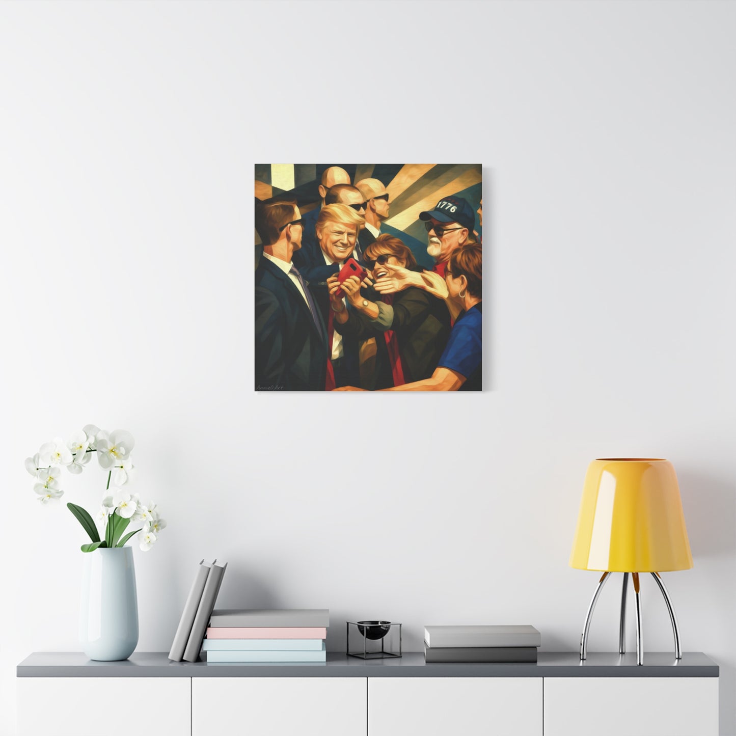 Trump Selfie with Supporters—Matte Canvas Art - Stretched 1.25"