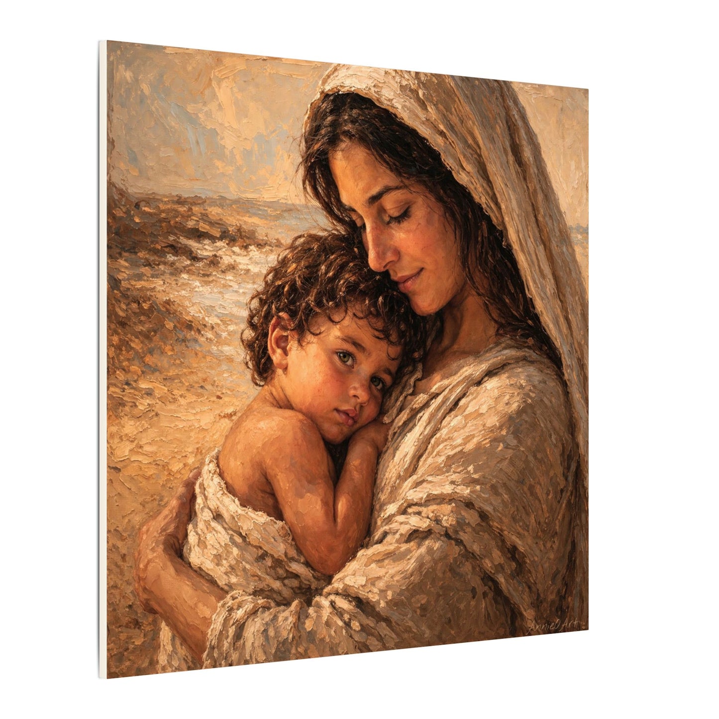 Mary and Jesus Matte Canvas Wall Art — Tender Embrace Spiritual Nursery Decor