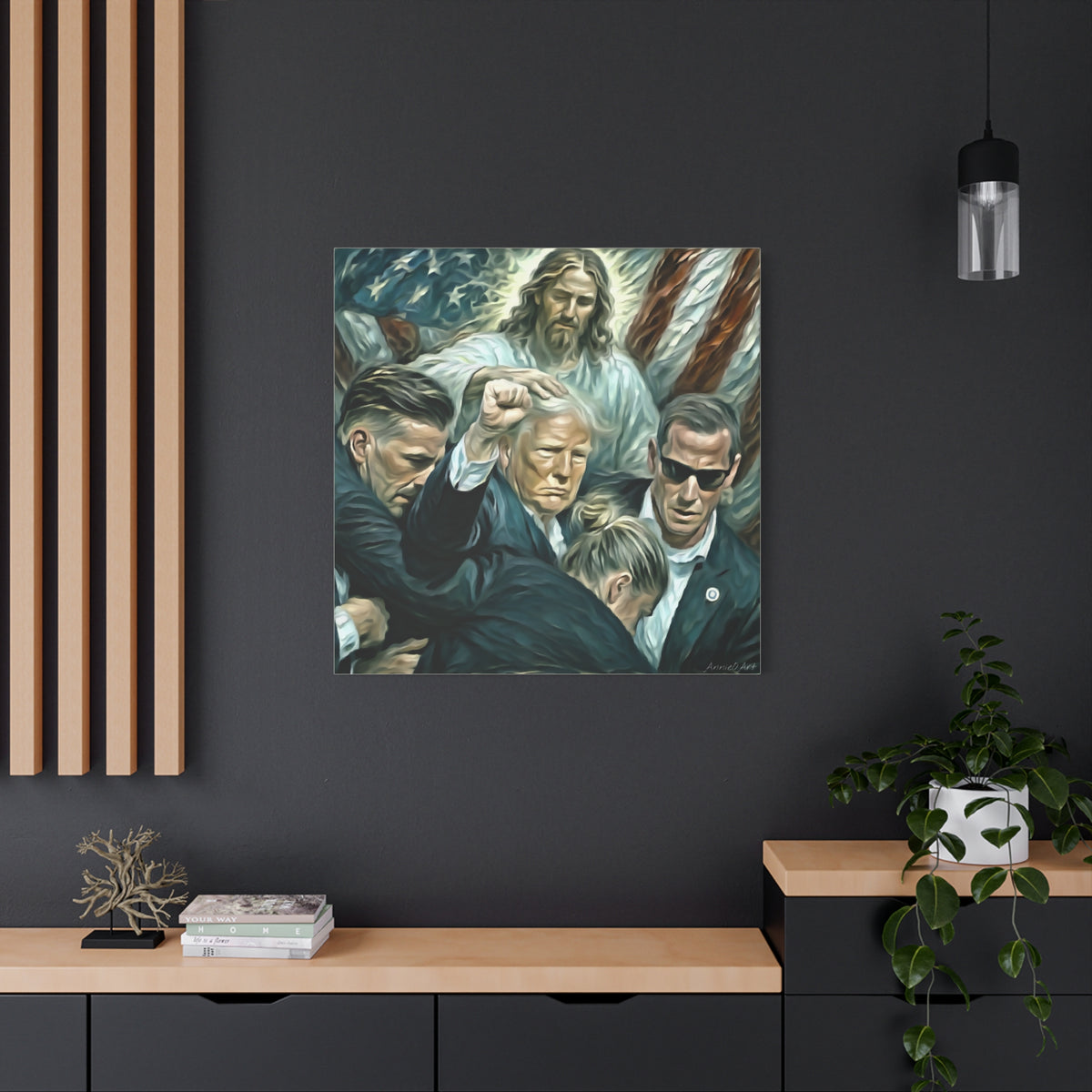 Trump With Jesus—Matte Canvas Art