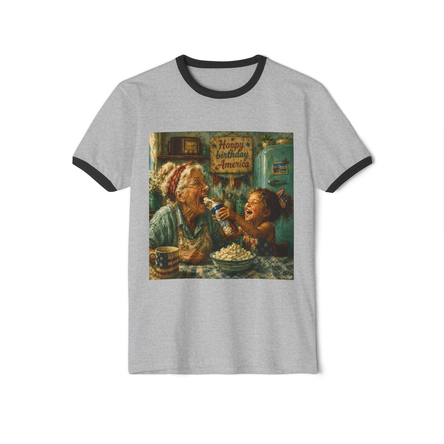 Happy Birthday America Ringer T‑Shirt — Vintage Patriotic Birthday Tee