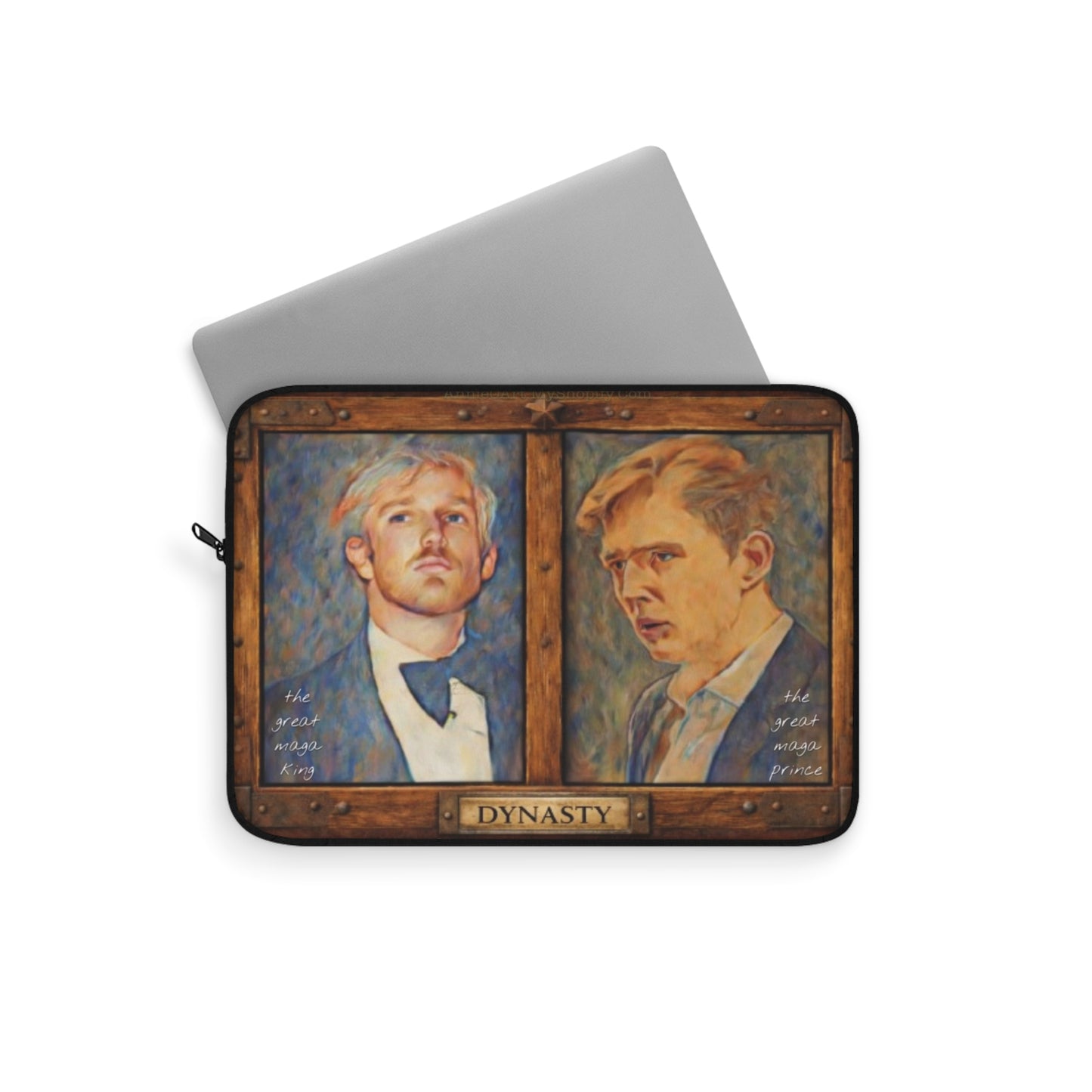 Laptop Sleeve — Trump “DYNASTY” Vintage Oil Painting Twin Portraits Barron & Donald Trump