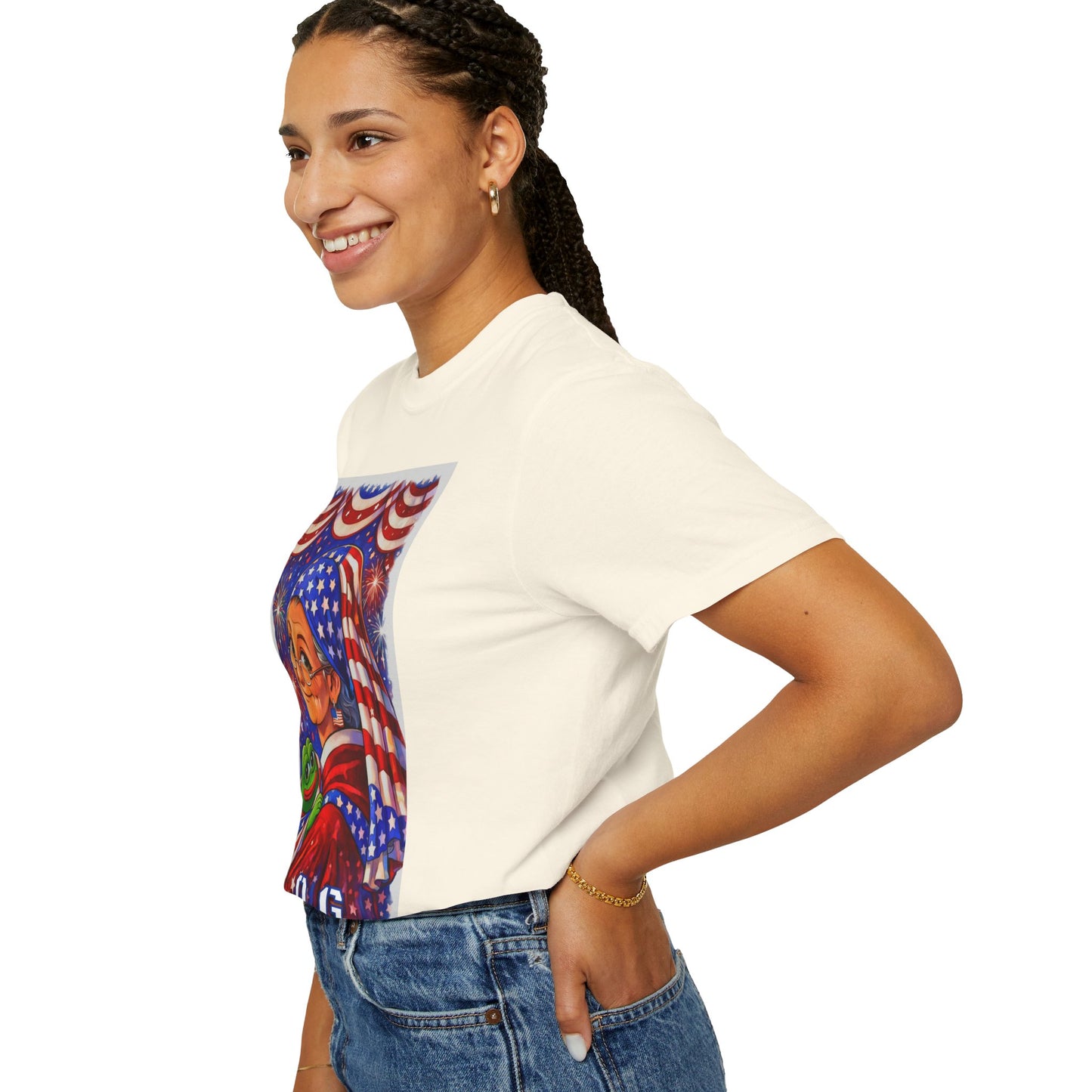 Grandmas Patriotic Original Gansta “OG Grannie” T-Shirt — American Flag Grandma w baby Pepe Graphic Tee