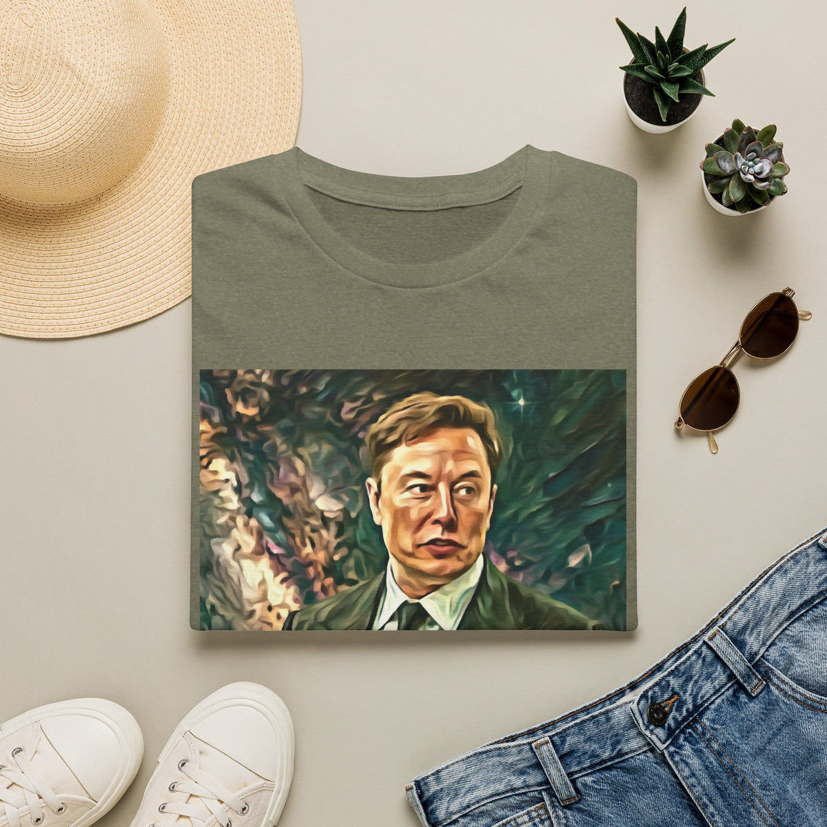 Elon Musk with Rocket— Graphic T-Shirt