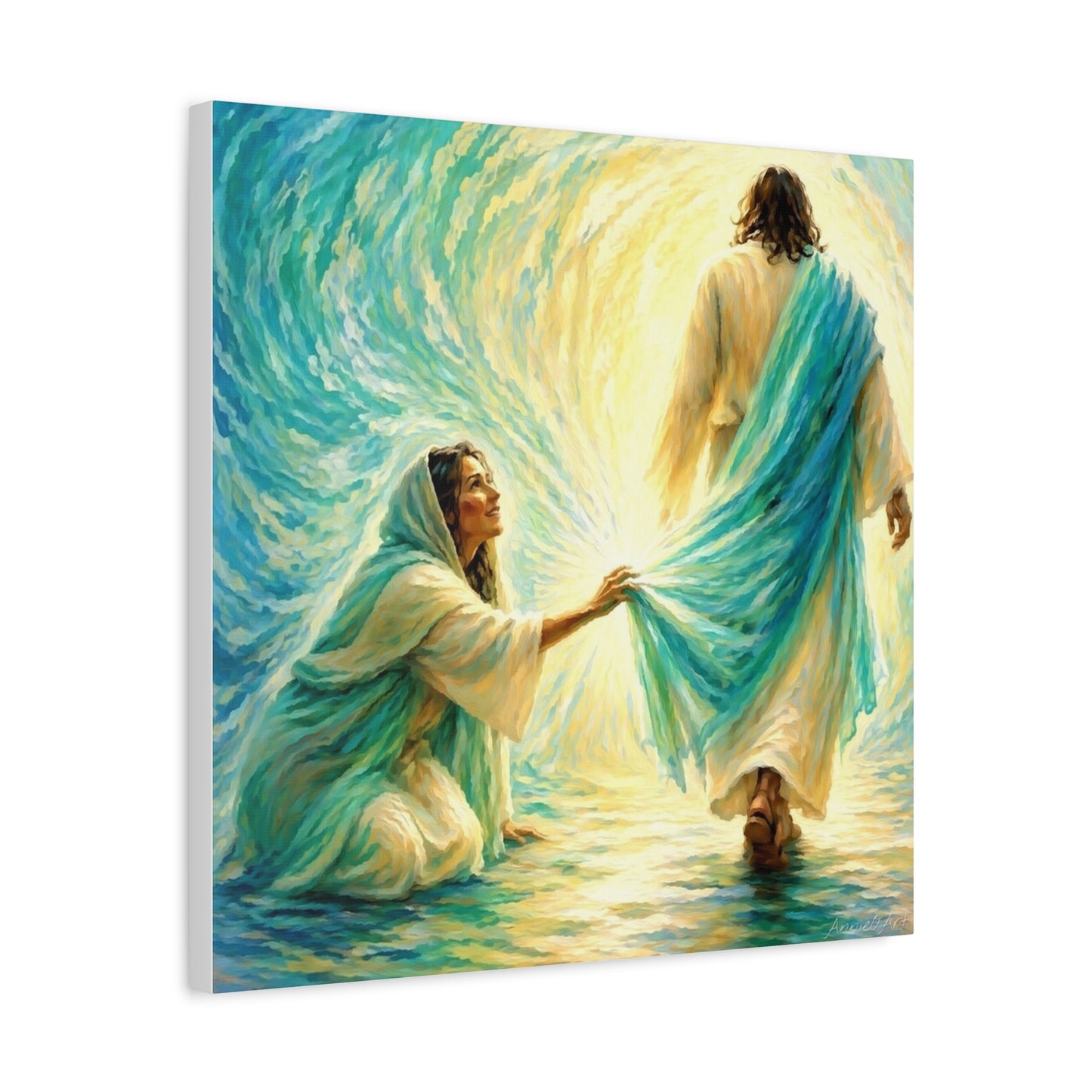 Jesus and the Woman Touching His Cloak - Inspirational Matte Canvas Wall Art