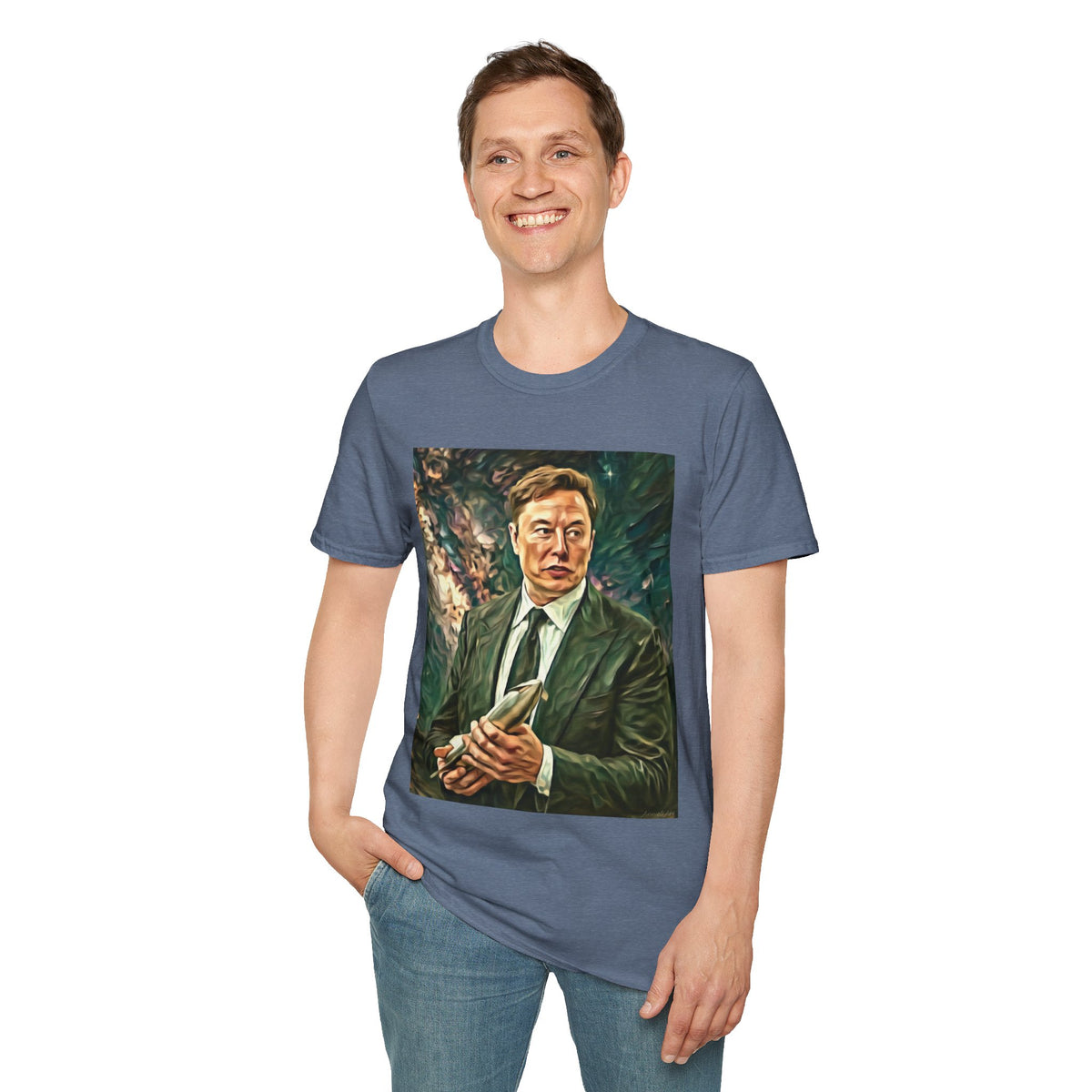 Elon Musk with Rocket— Graphic T-Shirt