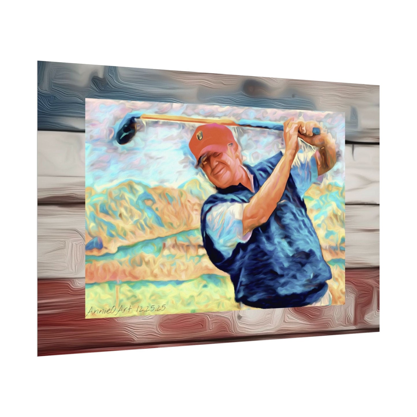 Golf Swing Watercolor Poster — Textured Matte Golf Wall Art