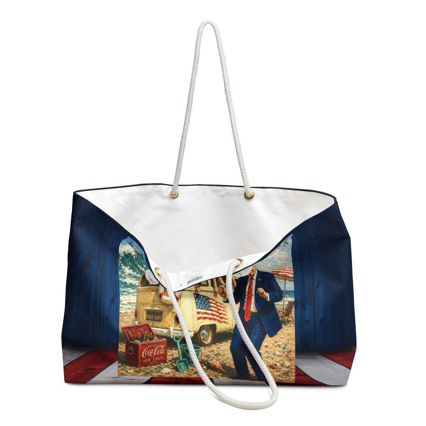 Trump Patriotic Vintage Beach Weekender Bag – "Happy 250th America" Travel Tote